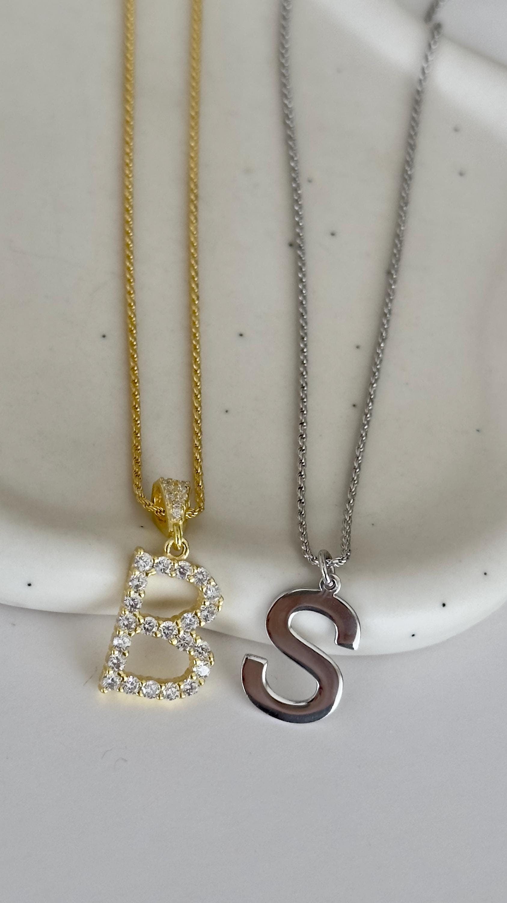 Initial Necklace Women Men, Custom Letter Necklace, Dainty Diamond Pendant, Personalized Jewelry, Couples Necklace Gifts for Her Him, Handmade Jewelry