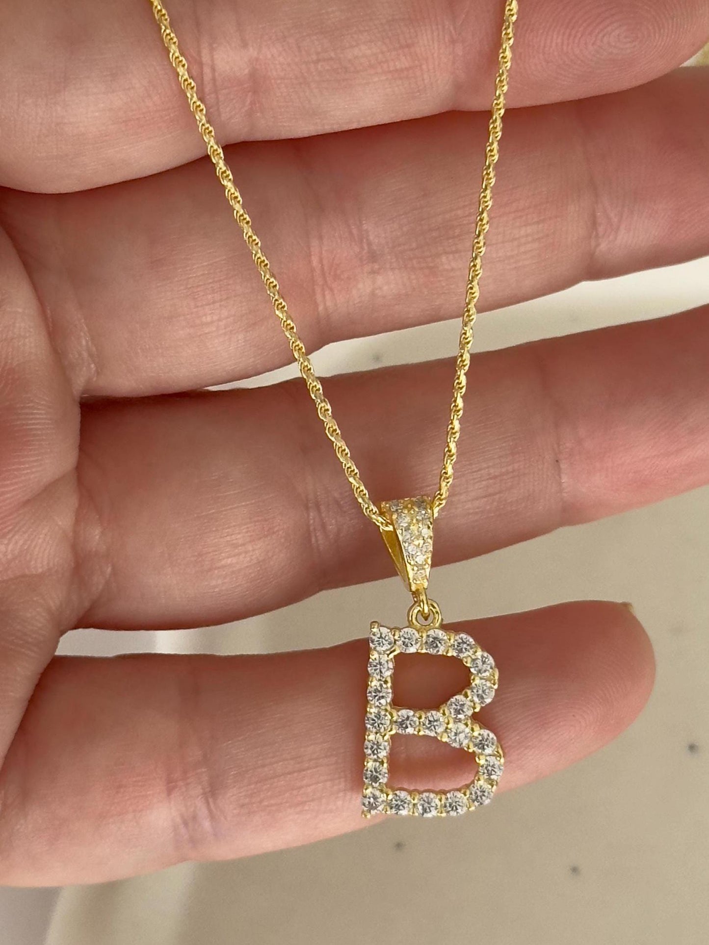Initial Letter Necklace Women Men, 14k Gold Plated 925 Silver Personalized CZ Diamond Initials Letters Pendant, Custom Couples Gifts Her Him
