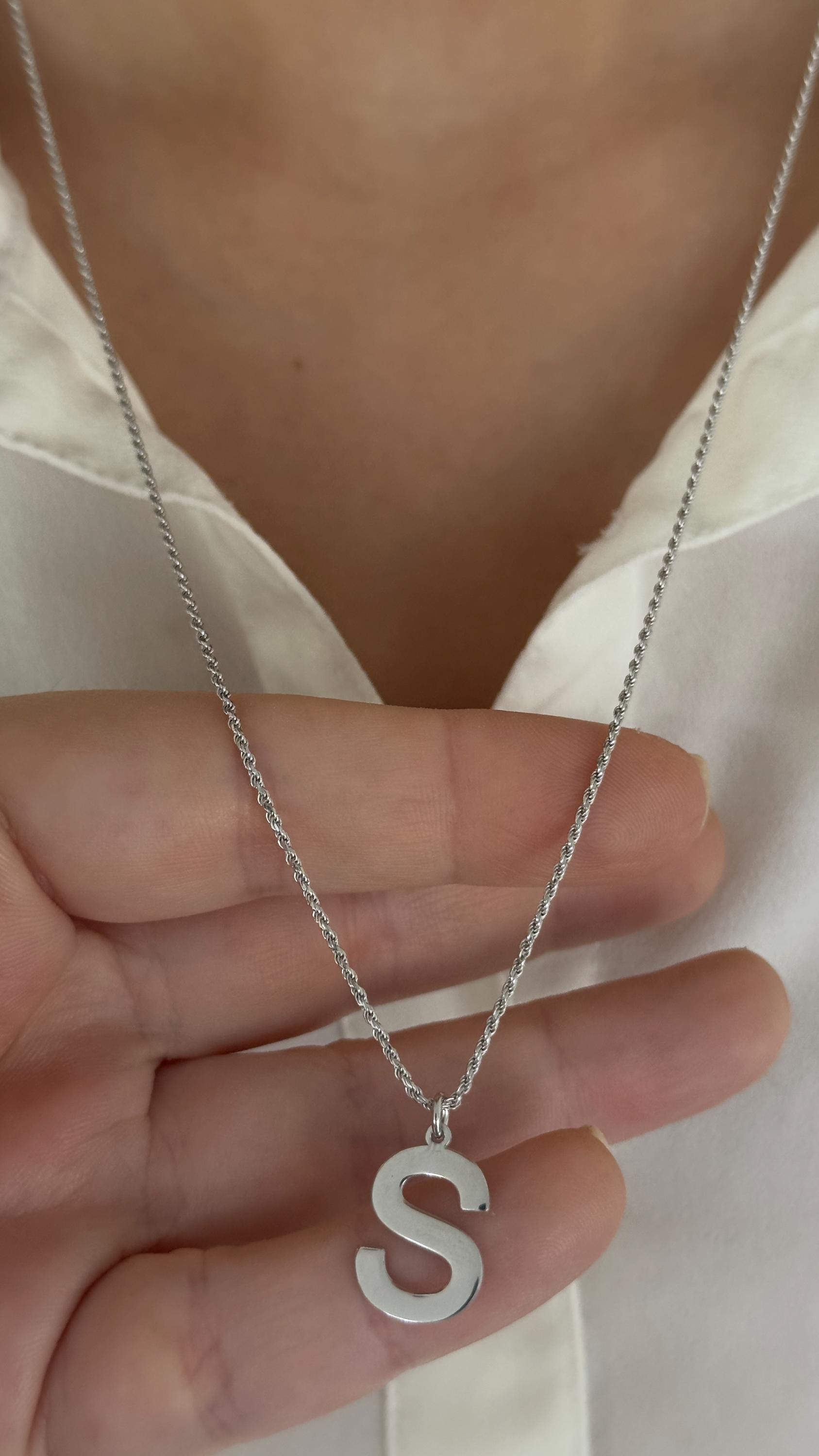 Diamond Initial Necklace: CZ Gemstone Letter Pendant, Sterling Silver, Personalized Jewelry