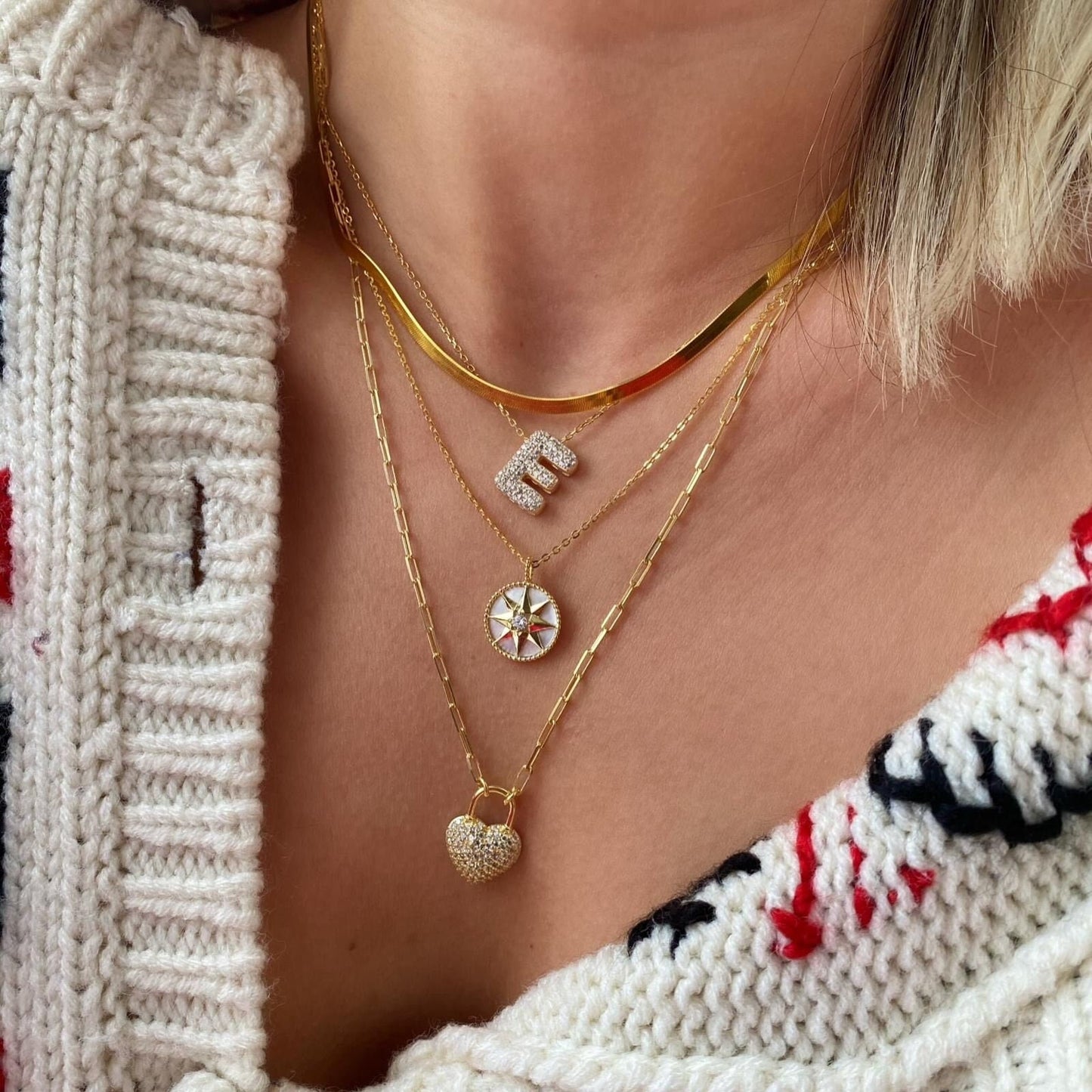 Diamond Initial Necklace: 3D Custom Letter Pendant Personalized Jewelry Gift for her