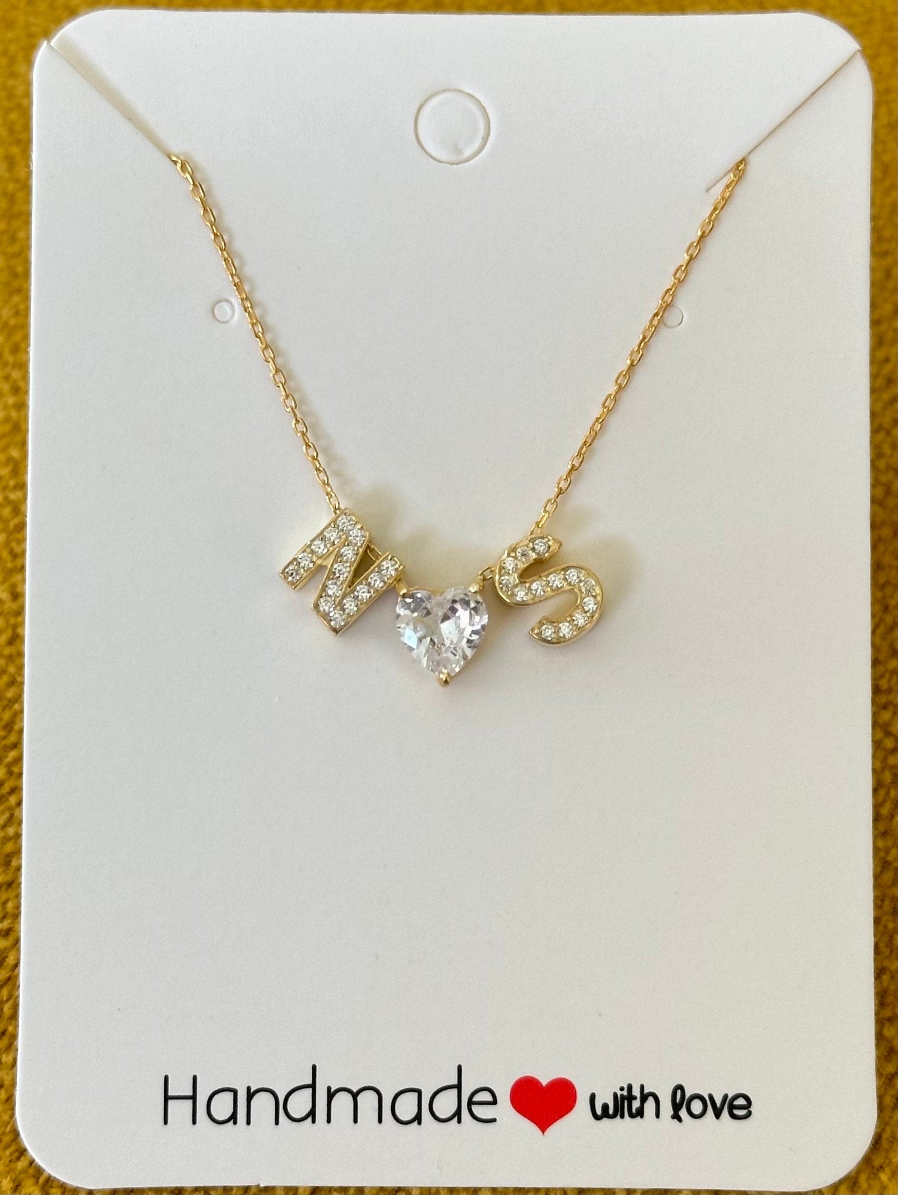 Diamond Initial Necklace: Sterling Silver Personalized 3d Heart Pendant Necklaces Jewelry Gifts for Her