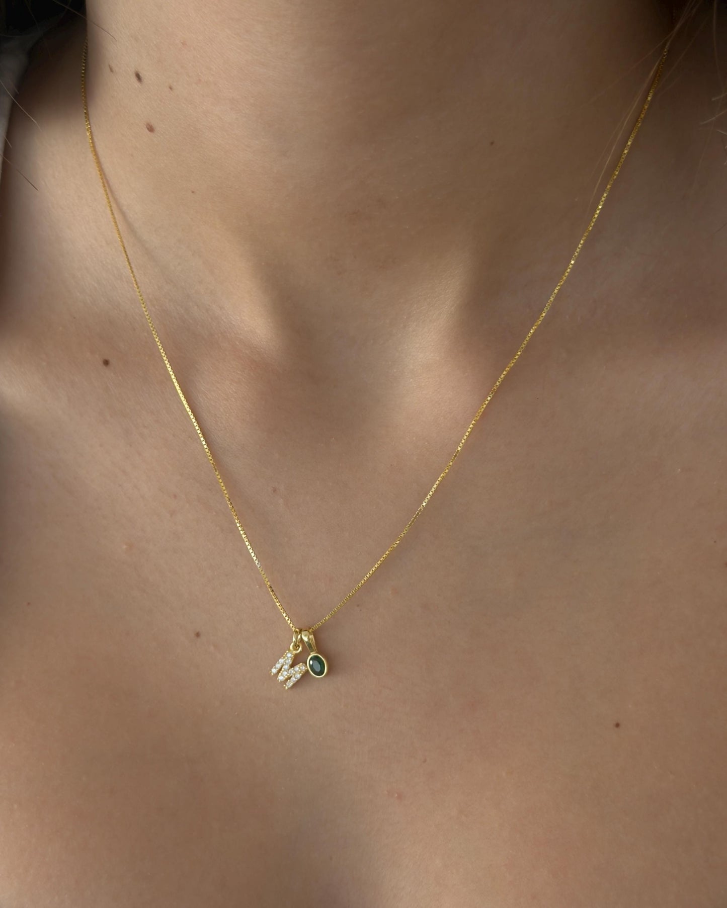 Diamond Initial Necklace - Sterling Silver 14k Gold Plated Personalized Jewelry Gifts