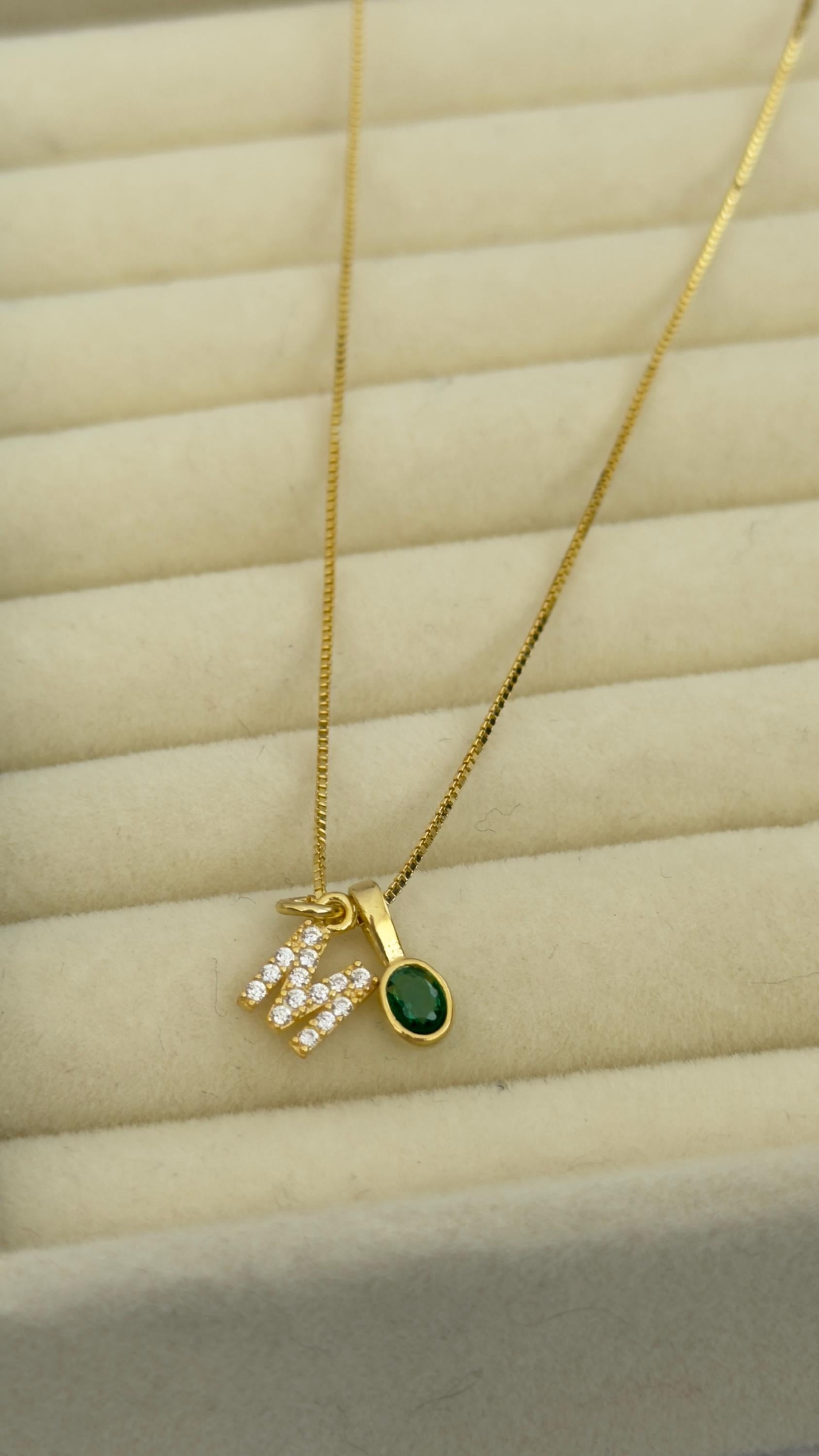 Diamond Initial Necklace - Sterling Silver 14k Gold Plated Personalized Jewelry Gifts