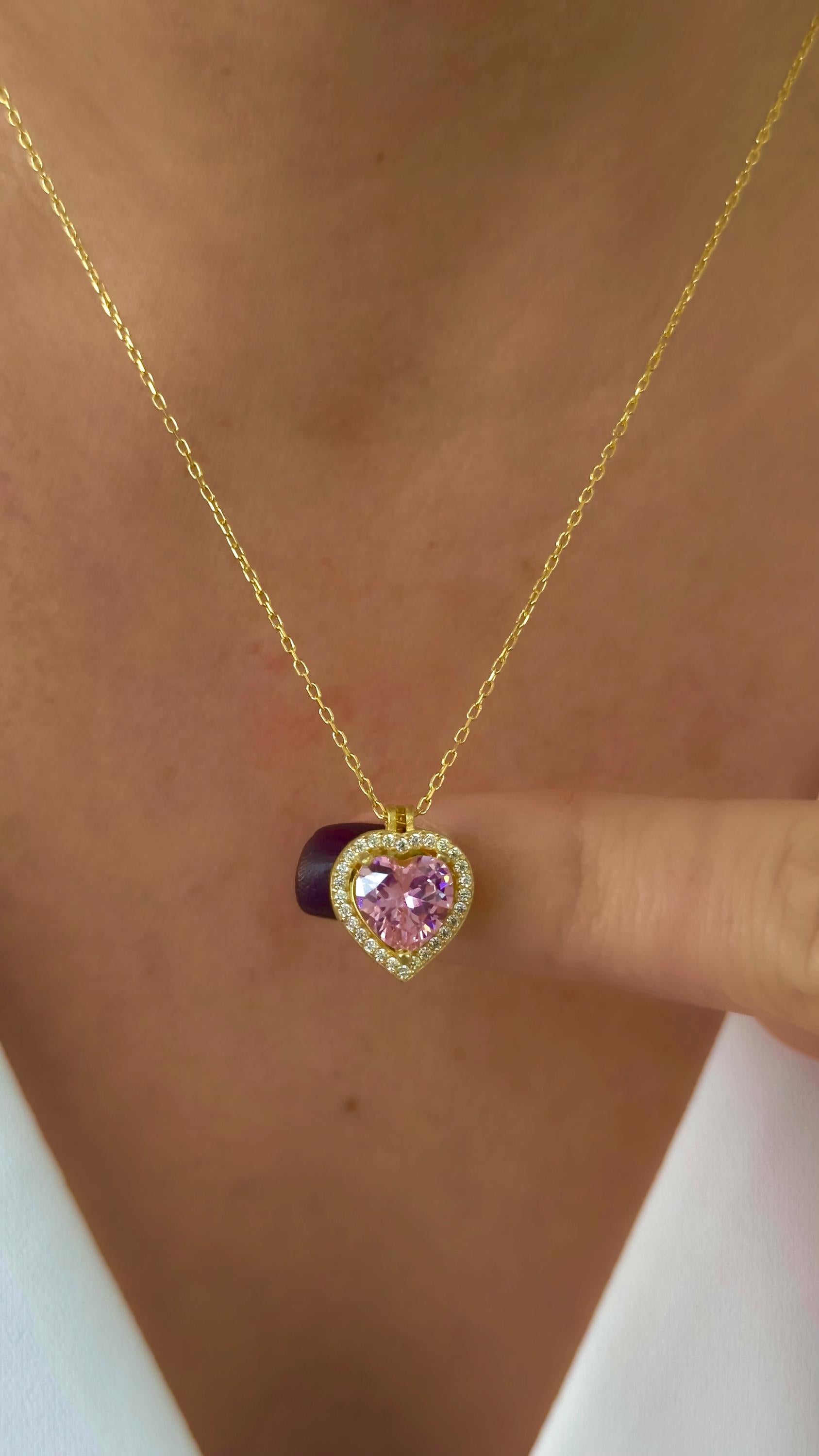 Engraved Name Necklace: CZ Diamond Heart Pendant, Personalized Jewelry Gift for Mom, Wife