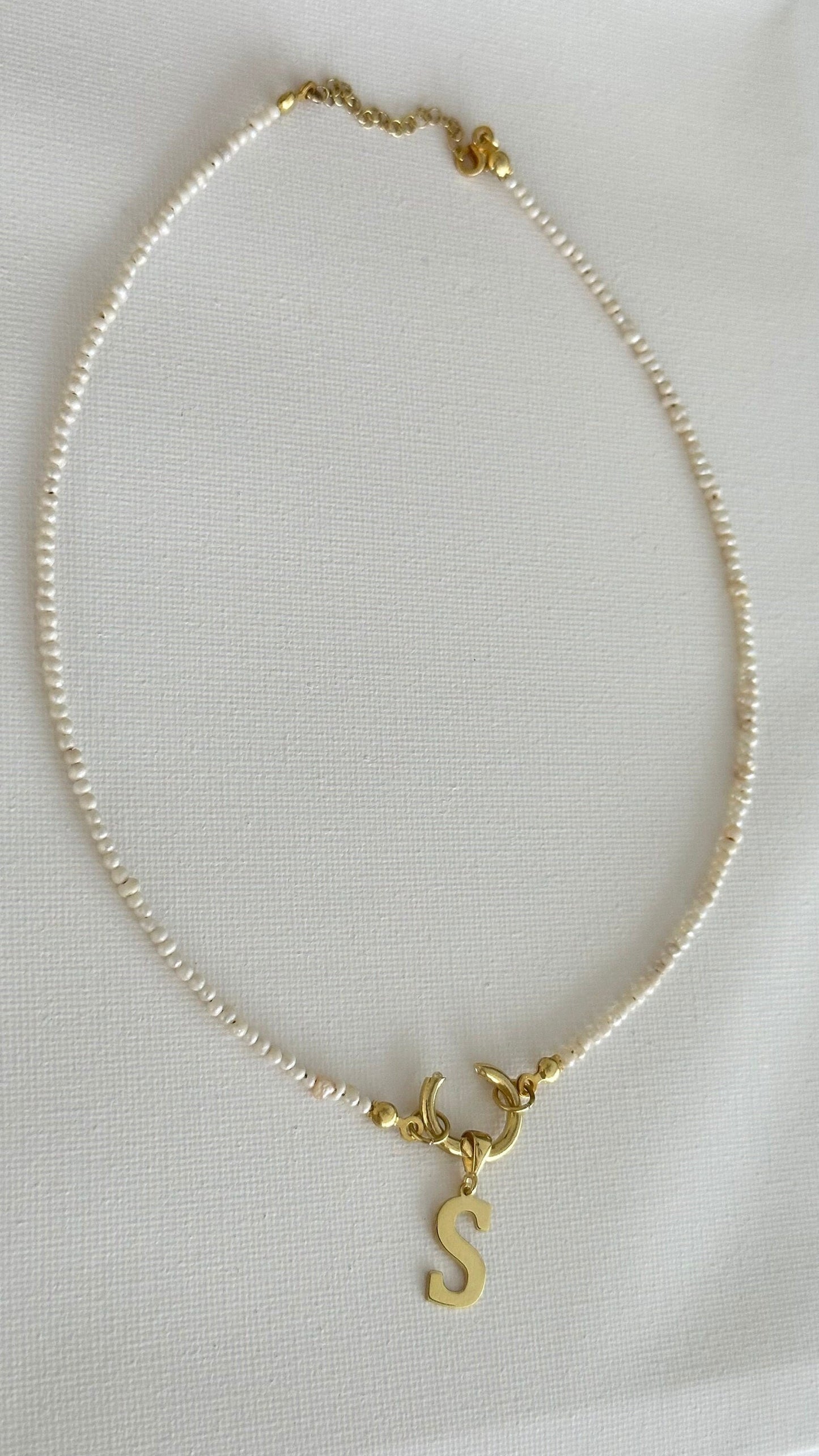 Freshwater Pearl Initial Necklace: Sterling Silver Personalized A-Z Letter Pendant Custom Pearl Jewelry Gifts