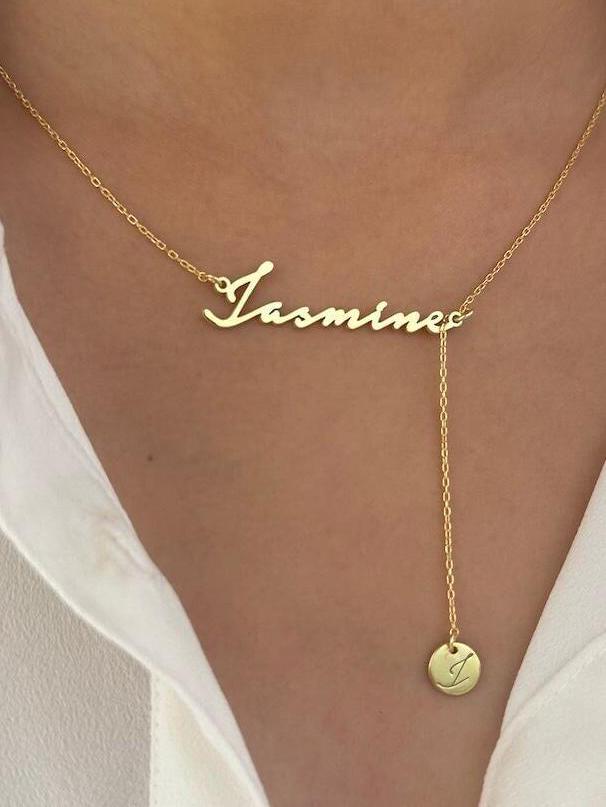 Dainty Name Necklace, Drop Initial Necklace, Gold Name Necklace, Custom Mom Gift, Personalized Jewelry Gifts for Women, Gift for her, 14k Gold / Rose Gold Plated