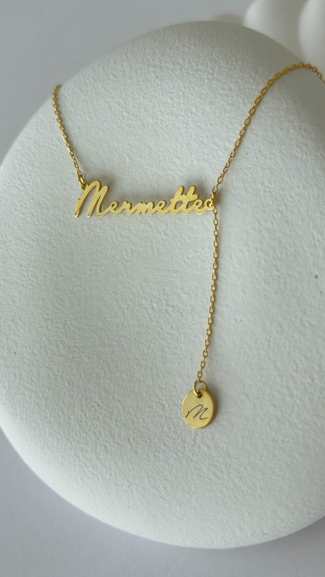 Gold Name Necklace: Sterling Silver Custom Drop Initial Letter Pendant Personalized Jewelry Gift