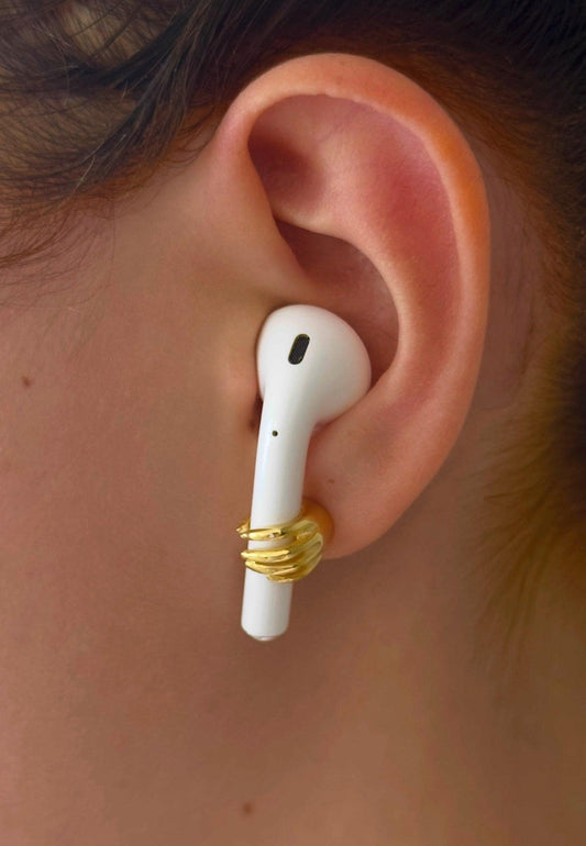 Gold Plated AirPod Earrings: 925 Sterling Silver Tech Jewelry Gift
