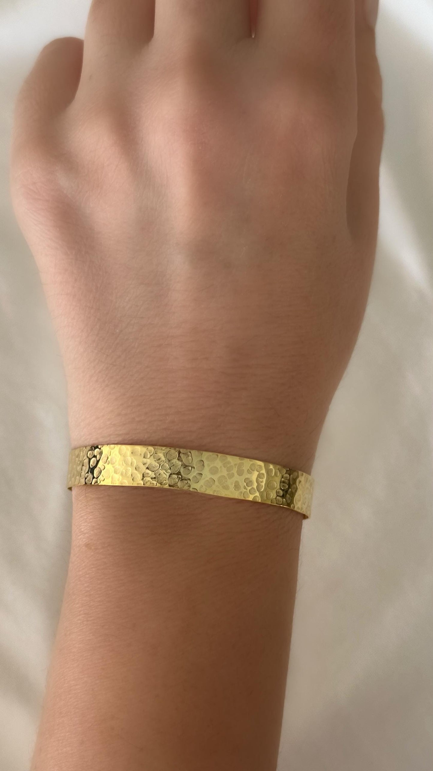 Hammered Sterling Silver Bangle: Wide Gold Cuff Bracelet