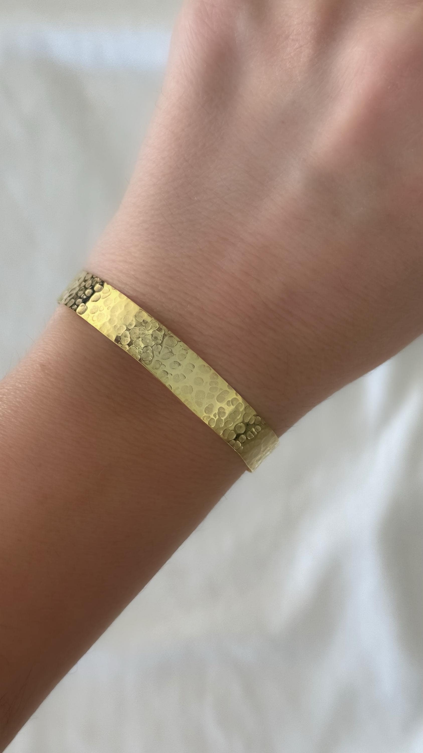 Hammered Sterling Silver Bangle: Wide Gold Cuff Bracelet