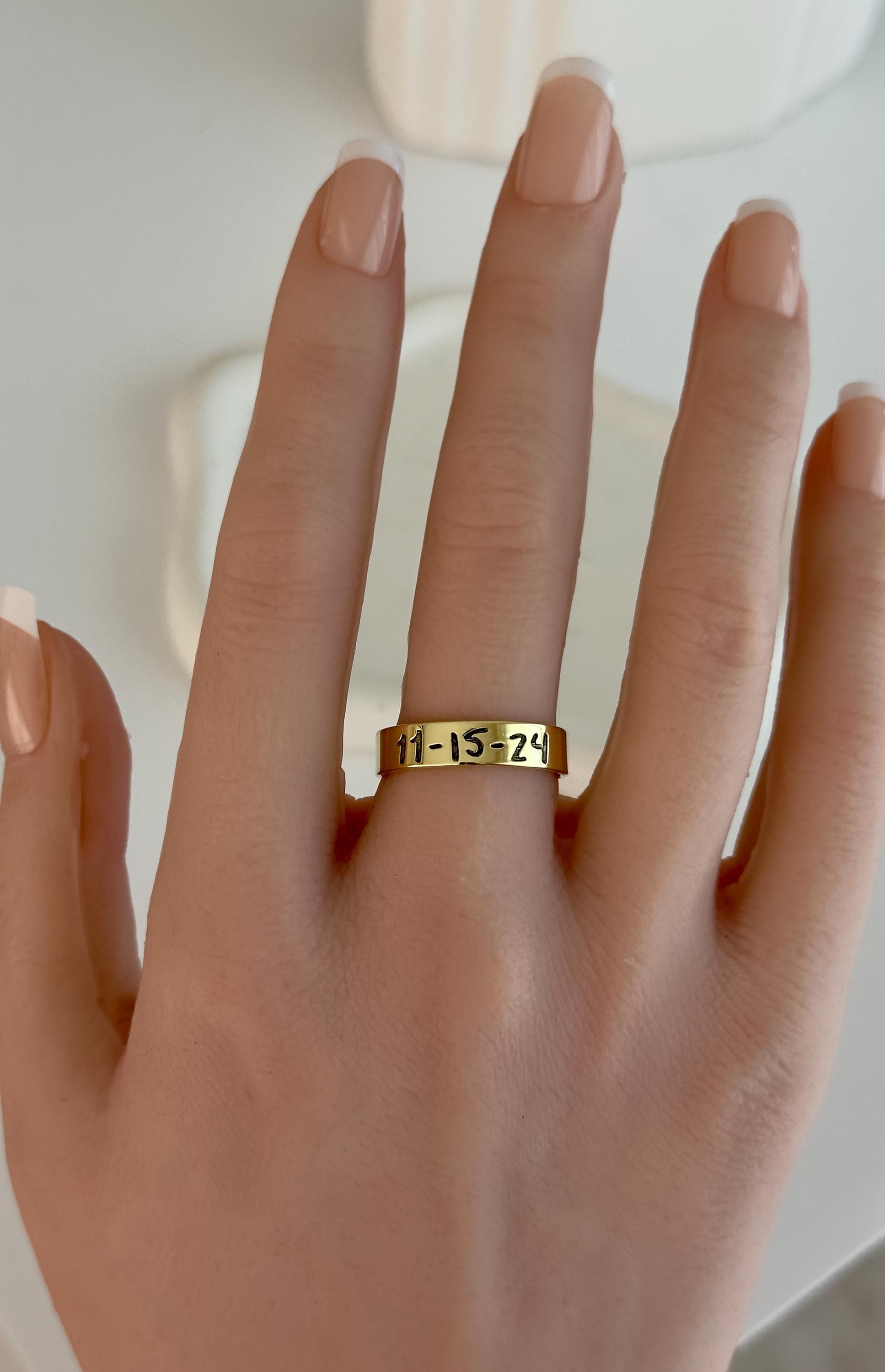 Handwriting Ring: Custom Engraved Sterling Silver Keepsake Personalized Jewelry Gifts
