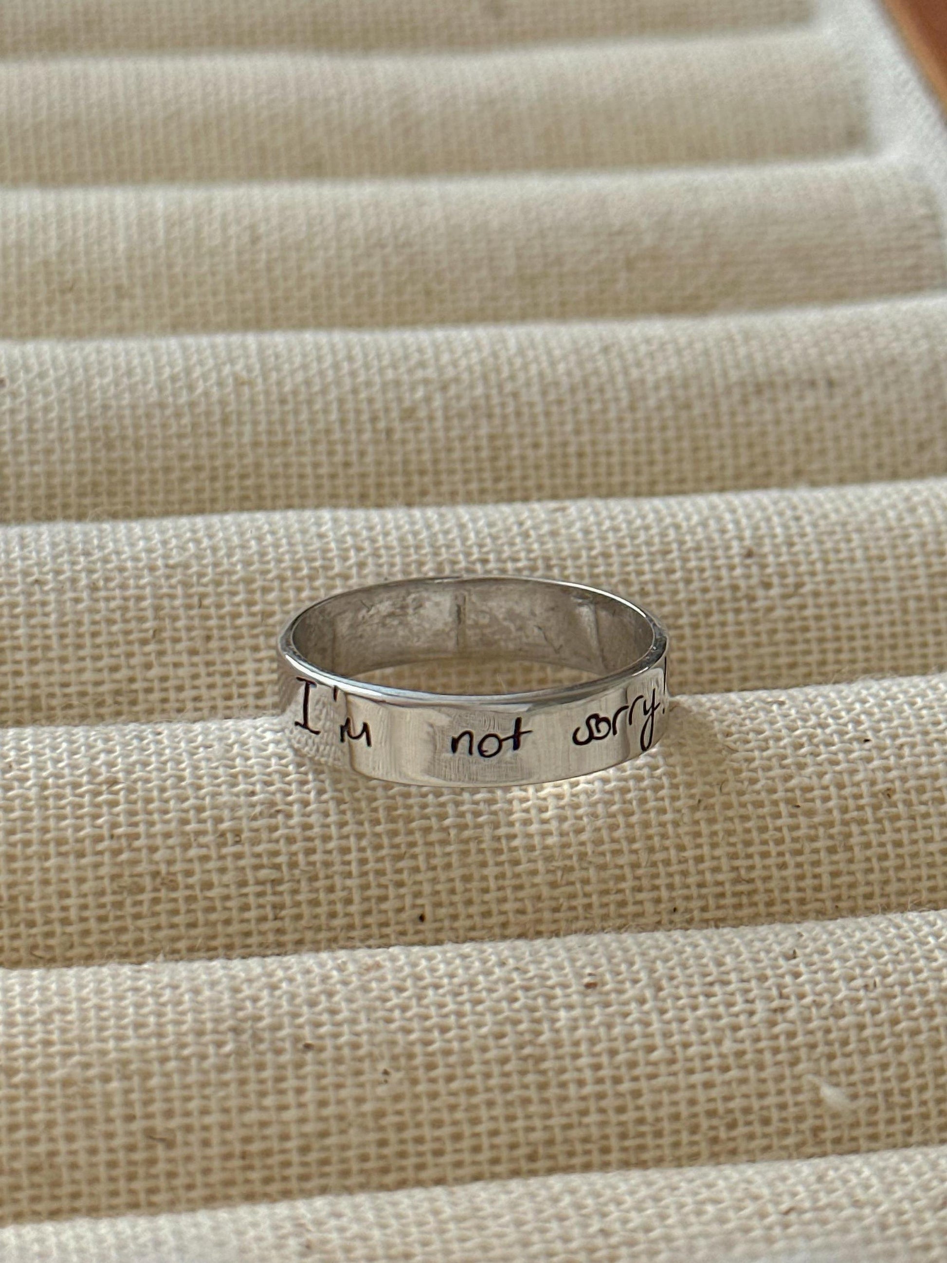 Handwriting Ring: Custom Engraved Sterling Silver Keepsake Personalized Jewelry Gifts