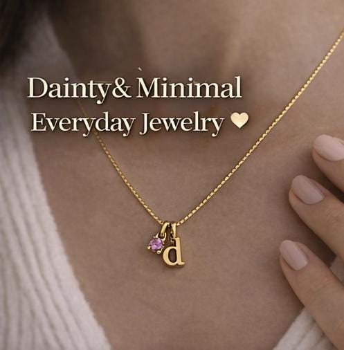 Initial Birthstone Necklace Gold, Personalized 3d Letter or Number Pendant, Dainty Custom Name Necklace Gift for Her