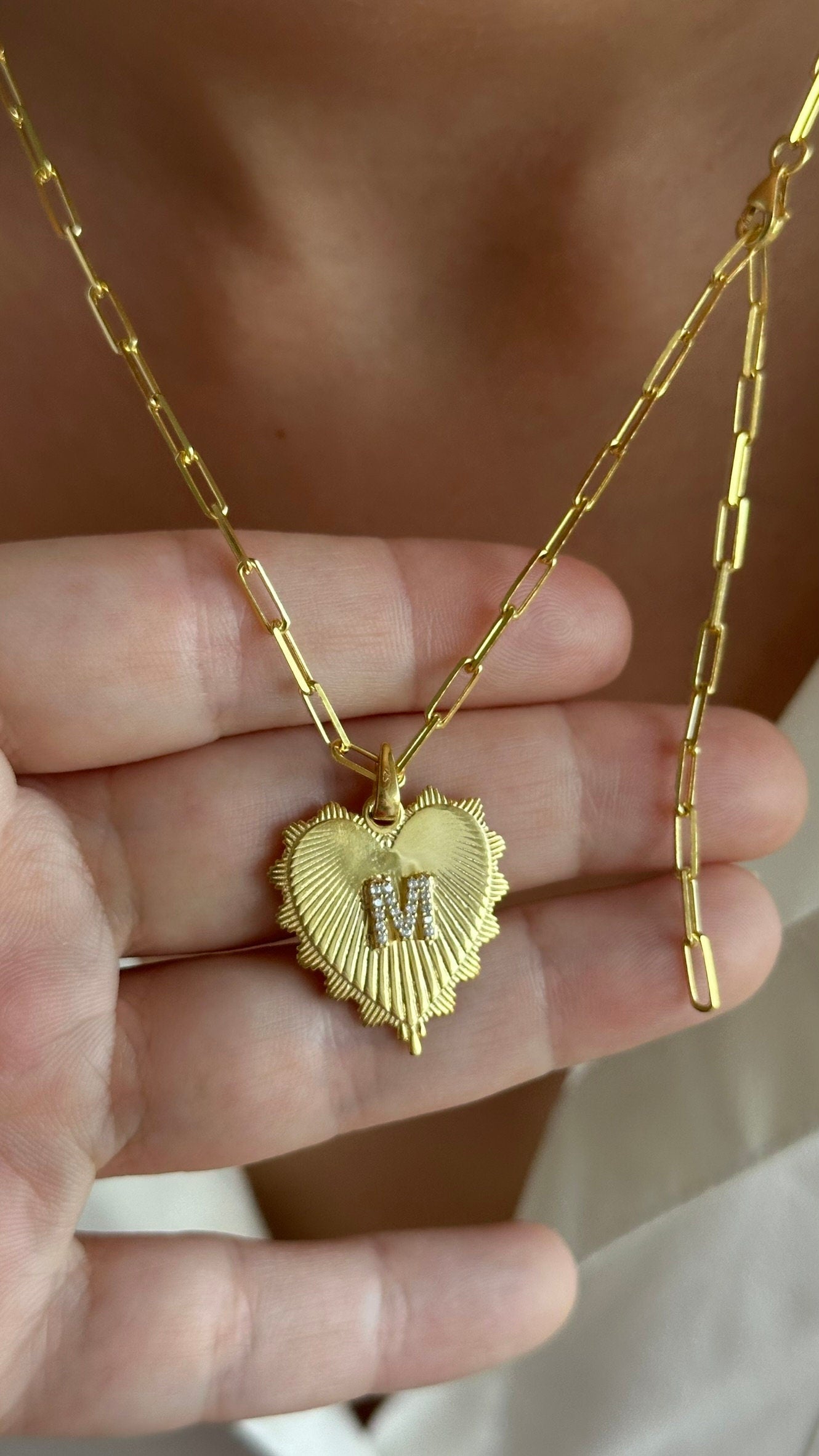 Initial Heart Necklace: Custom CZ Diamond Letter Pendant, Sterling Silver Personalized Jewelry Gift