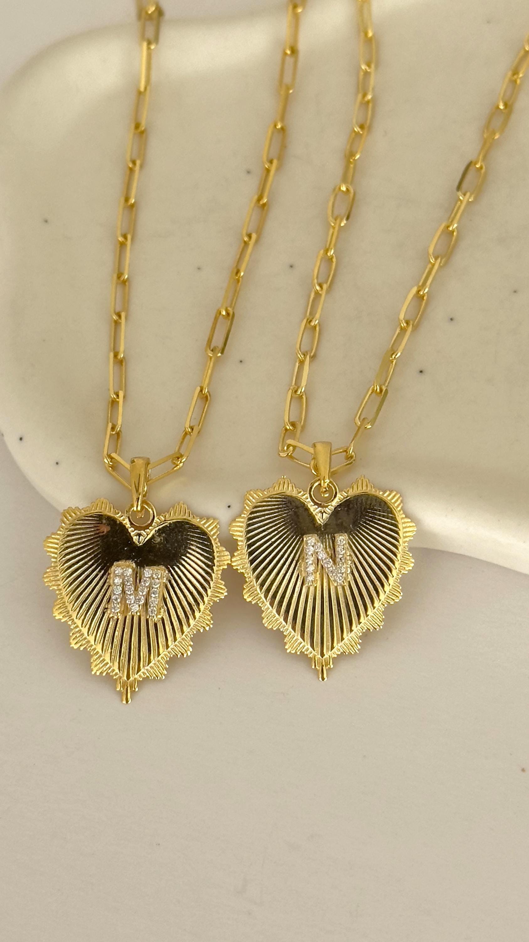 Initial Heart Necklace: Custom CZ Diamond Letter Pendant, Sterling Silver Personalized Jewelry Gift