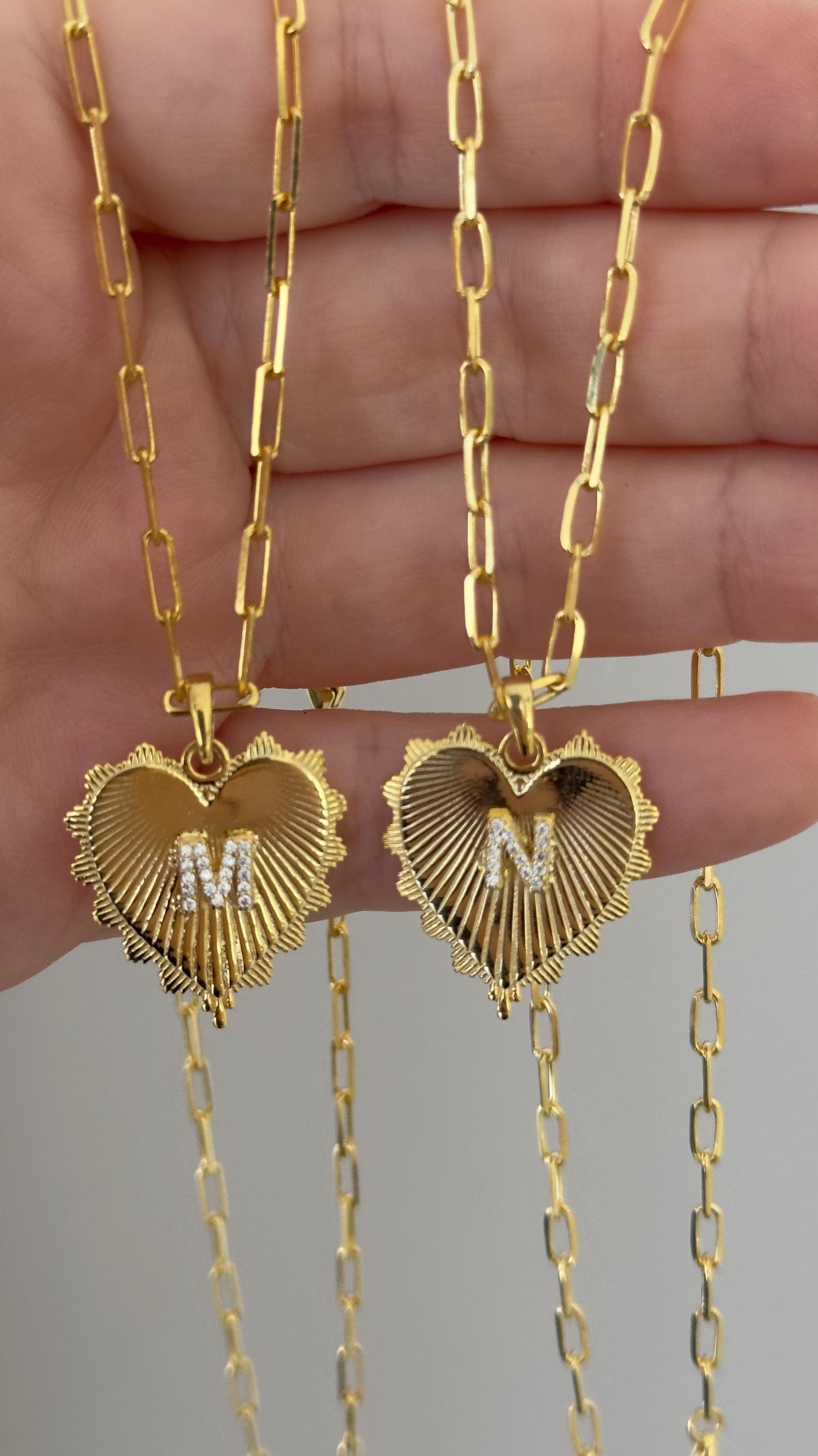 Initial Heart Necklace: Custom Diamond letter Pendant, Sterling Silver 14k Gold Plated, Personalized Jewelry