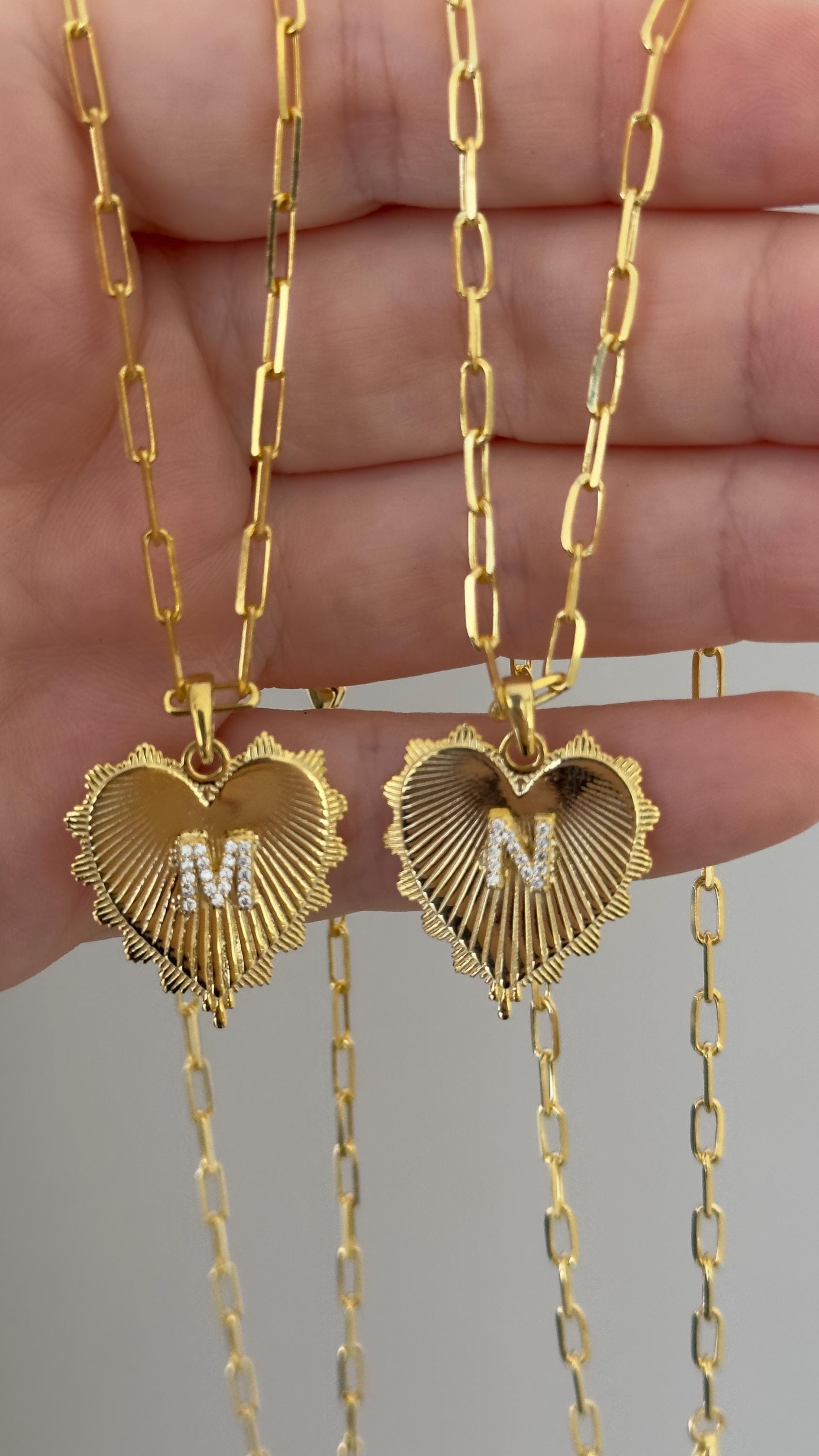 Initial Heart Necklace: Custom Diamond letter Pendant, Sterling Silver 14k Gold Plated, Personalized Jewelry