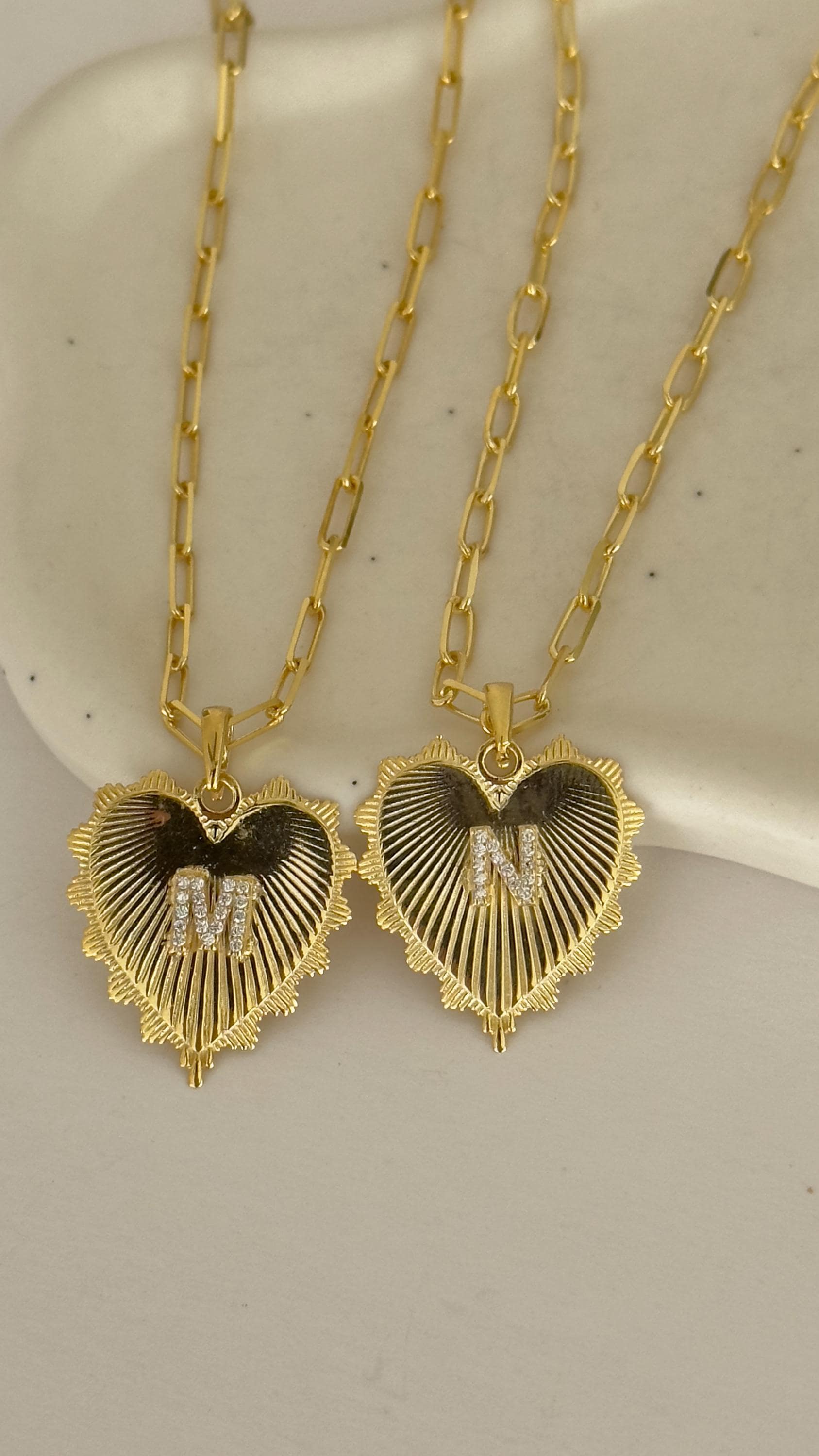 Initial Heart Necklace: Custom Diamond letter Pendant, Sterling Silver 14k Gold Plated, Personalized Jewelry