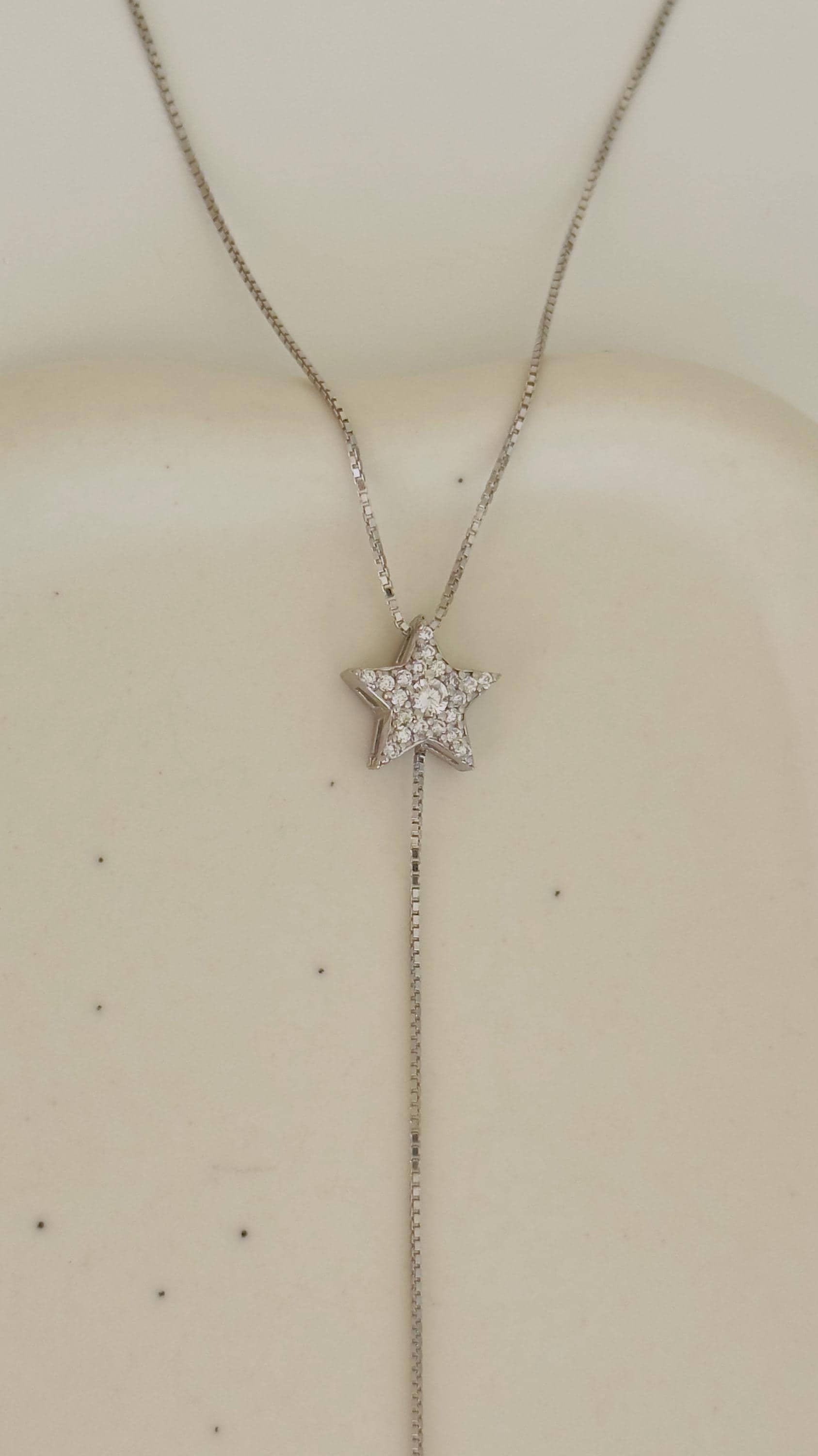Initial Lariat Necklace: CZ Gemstone Y Drop Letter Pendant Diamond Charm Personalized Jewelry