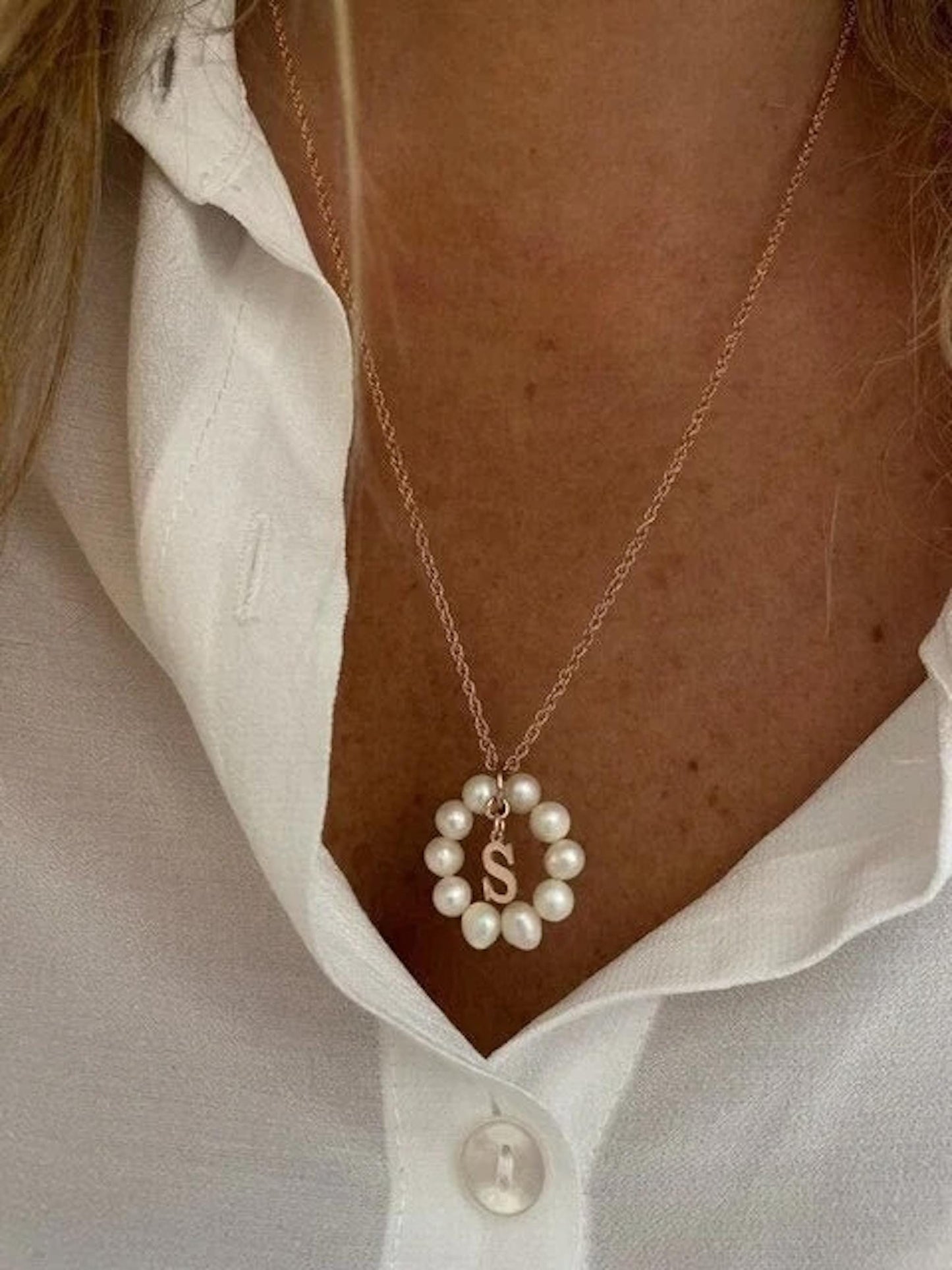 Initial Pearl Necklace: Personalized 925 Sterling Silver Custom Letter Jewelry