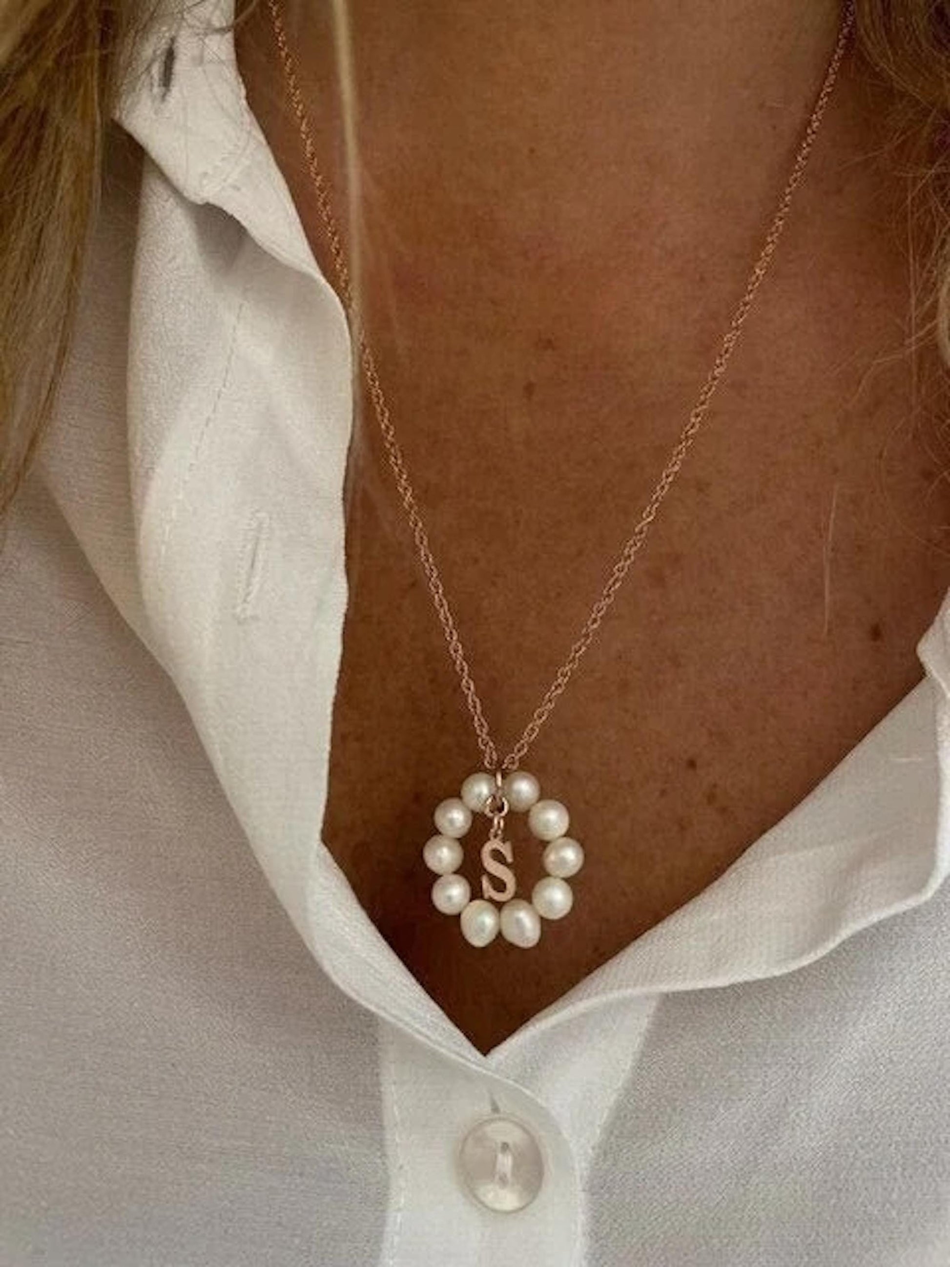Initial Pearl Necklace: Personalized 925 Sterling Silver Custom Letter Jewelry
