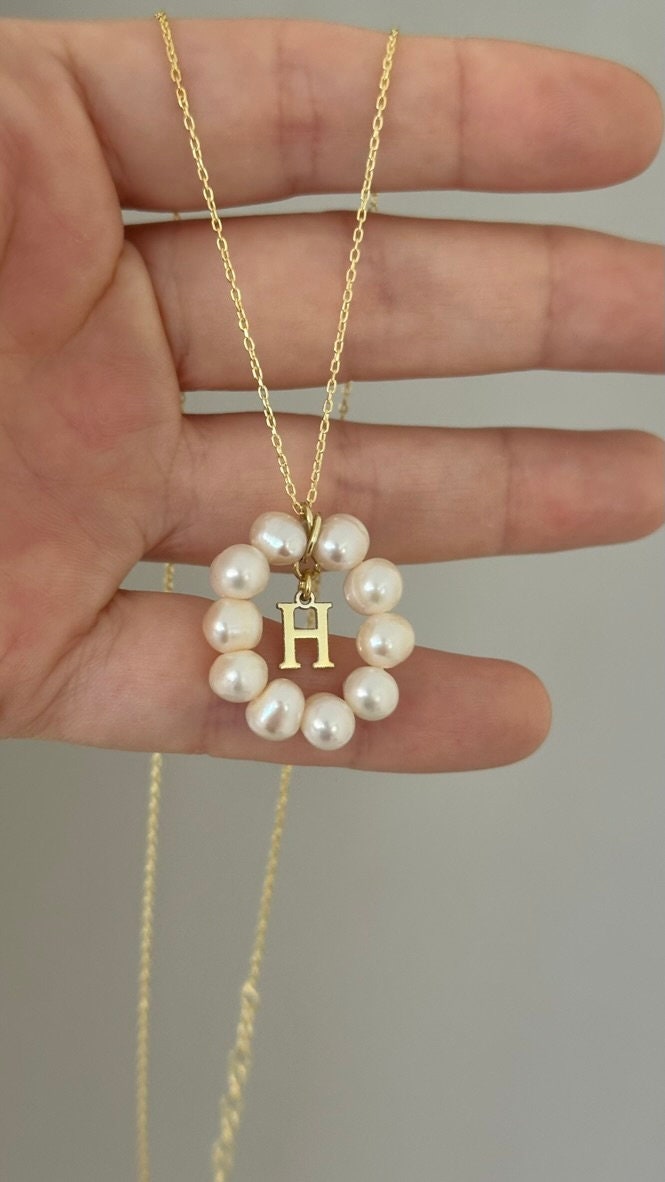 Initial Pearl Necklace: Personalized 925 Sterling Silver Custom Letter Jewelry