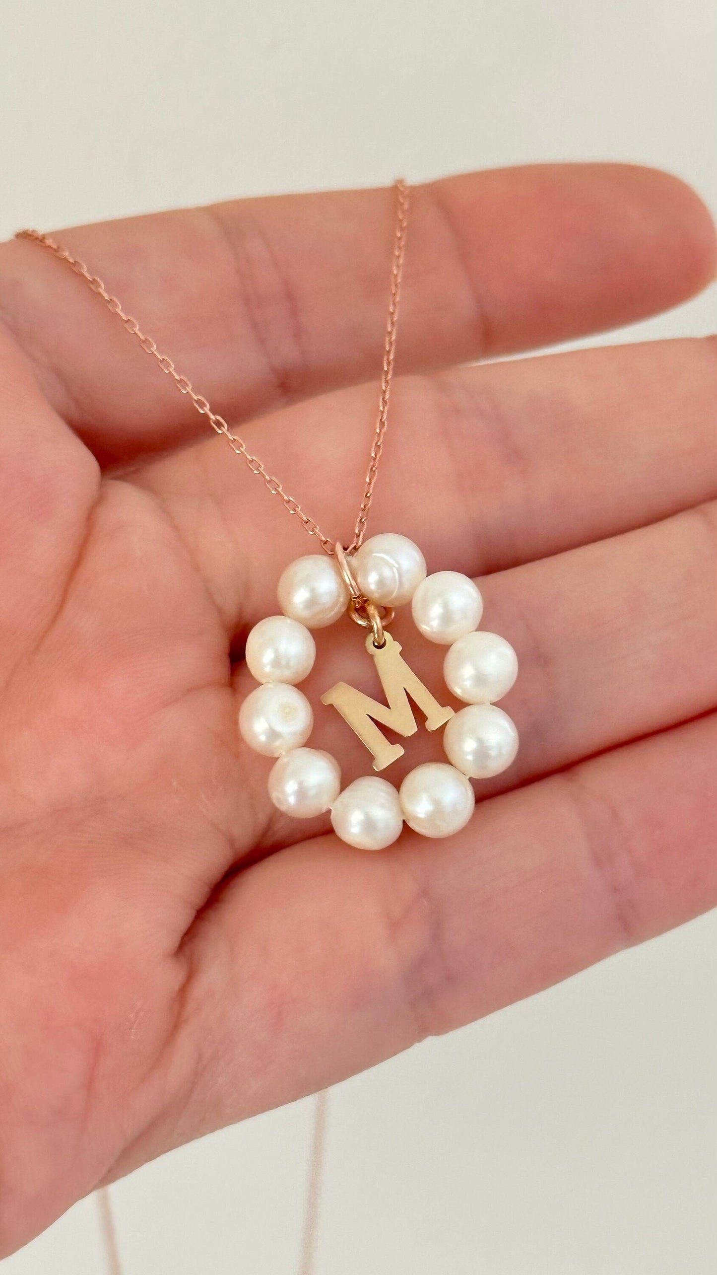 Initial Pearl Necklace: Personalized 925 Sterling Silver Custom Letter Jewelry