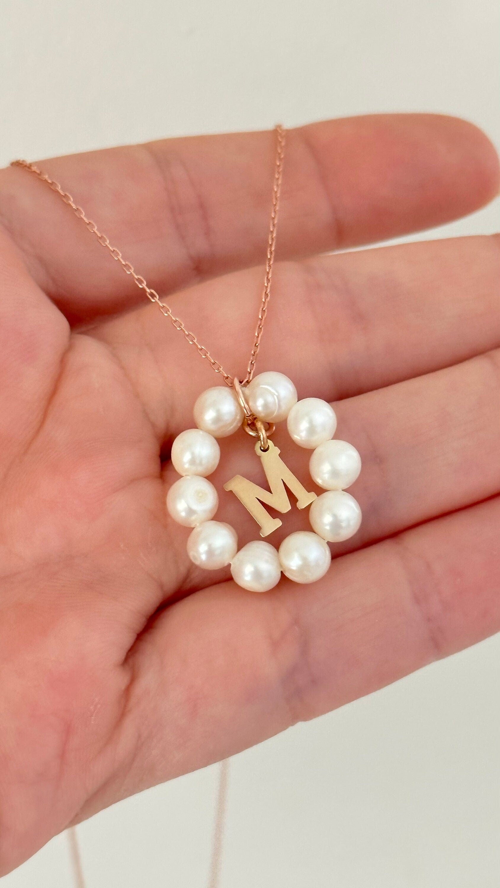 Initial Pearl Necklace: Personalized 925 Sterling Silver Custom Letter Jewelry