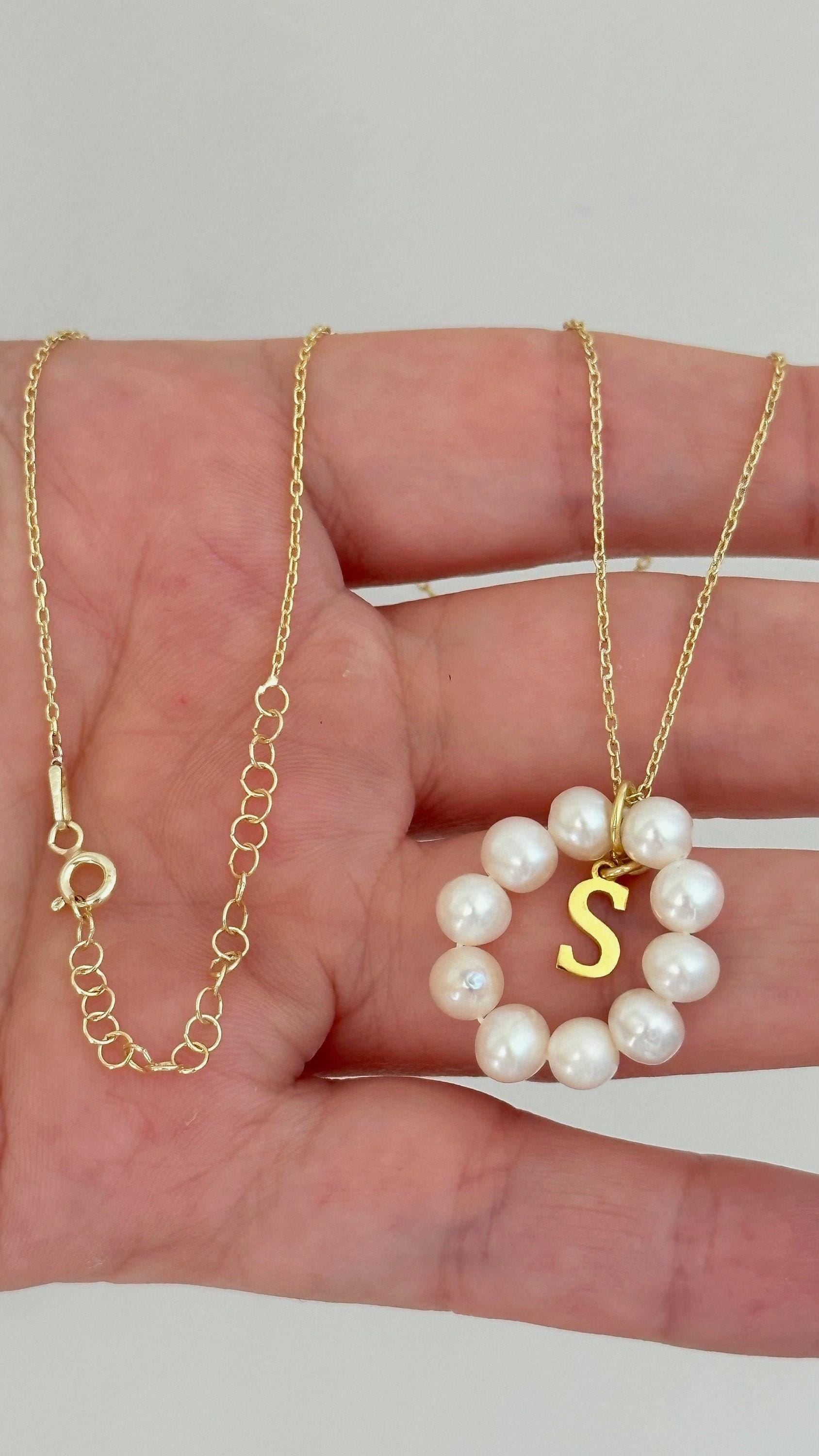 Initial Pearl Necklace: Personalized 925 Sterling Silver Custom Letter Jewelry
