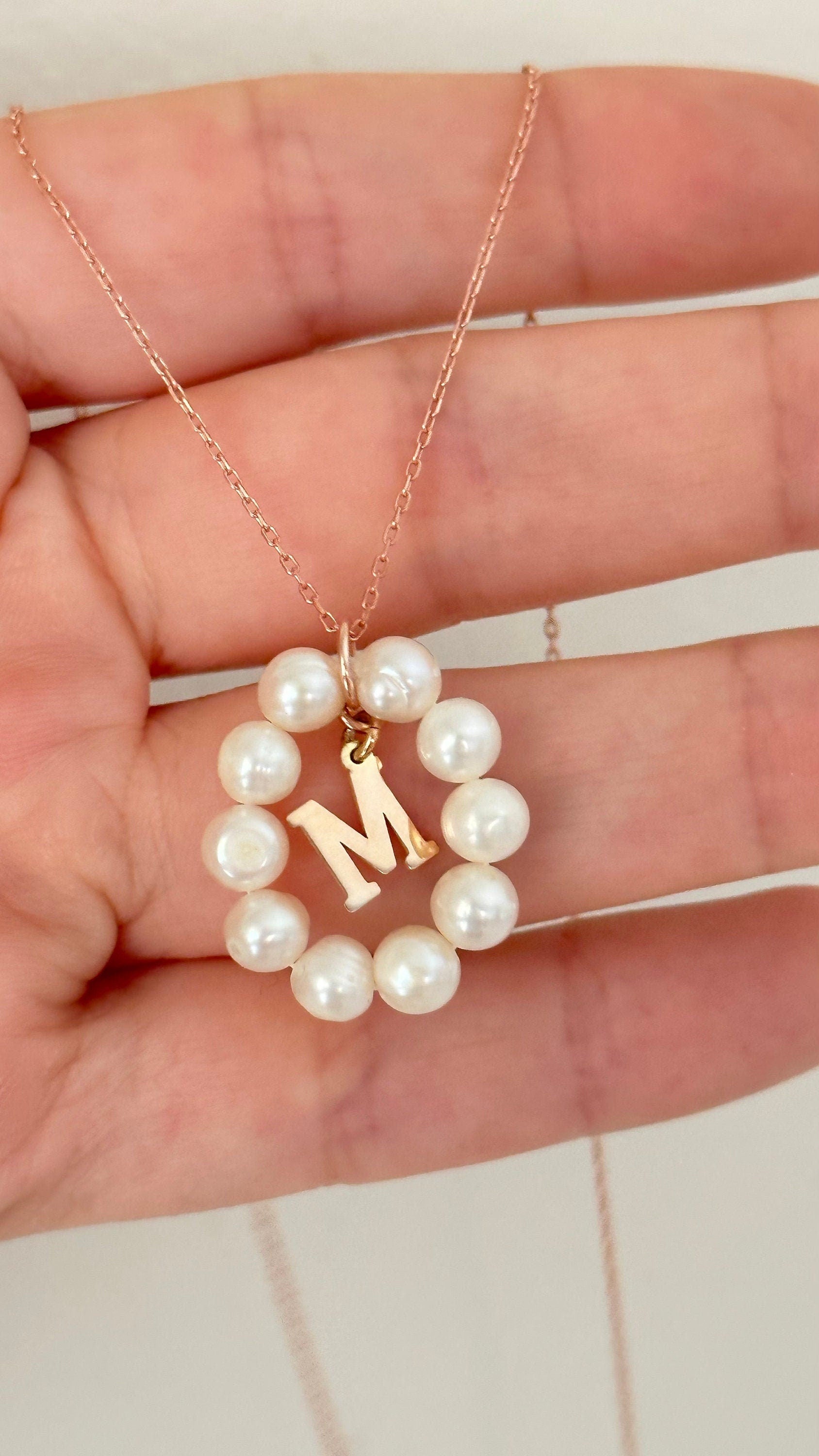 Initial Pearl Necklace: Personalized 925 Sterling Silver Custom Letter Jewelry