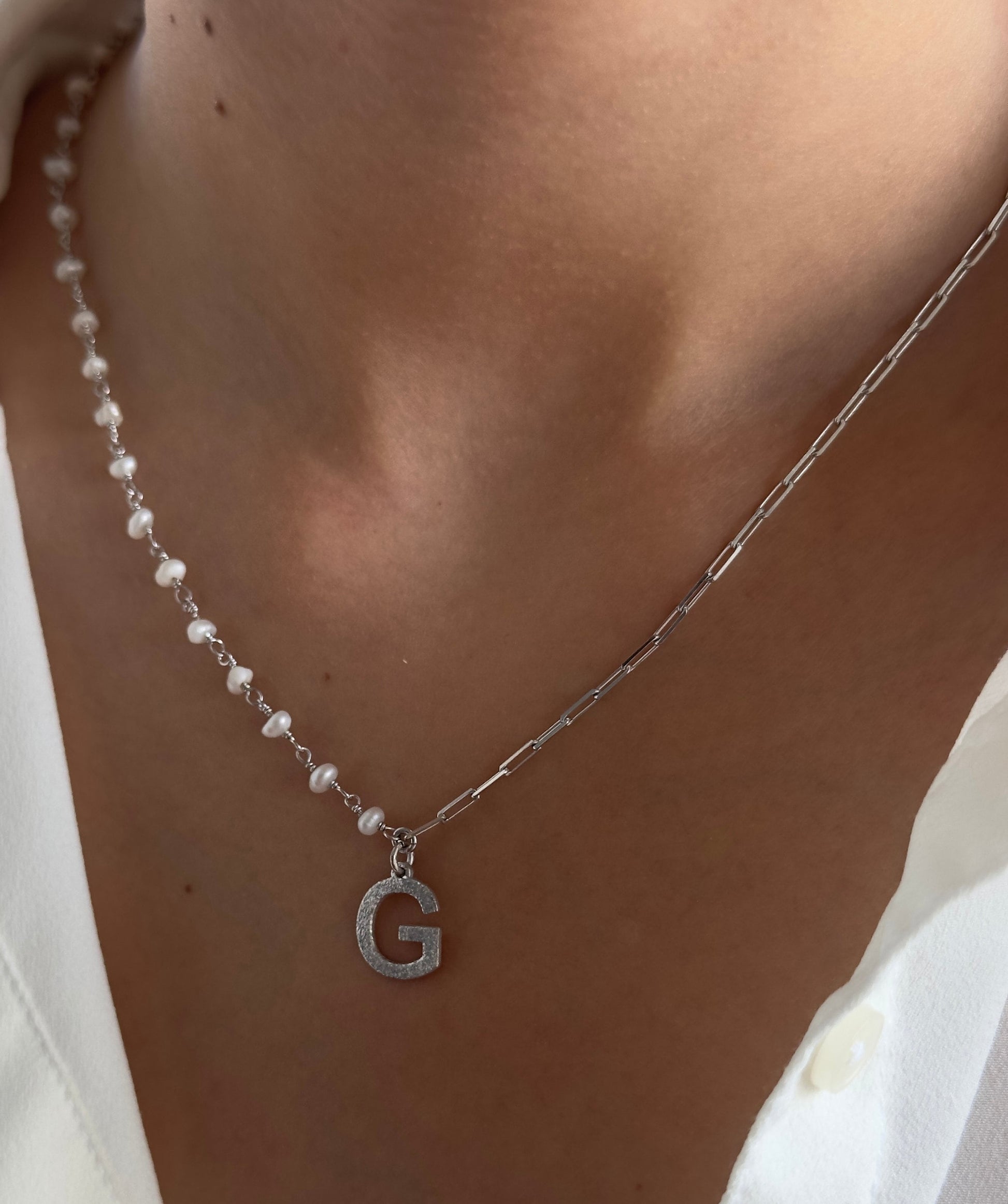 Initial Pearl Necklace ‚Ä¢ 925 Sterling Silver