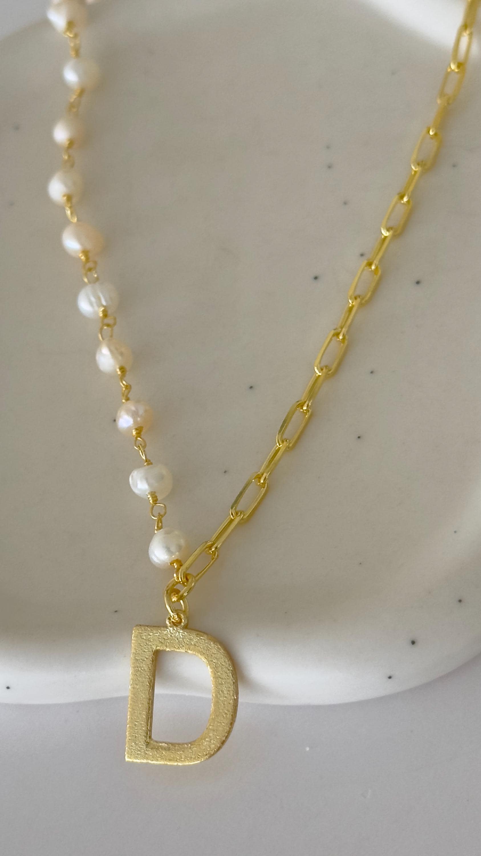 Bridesmaid pearl necklace with initial