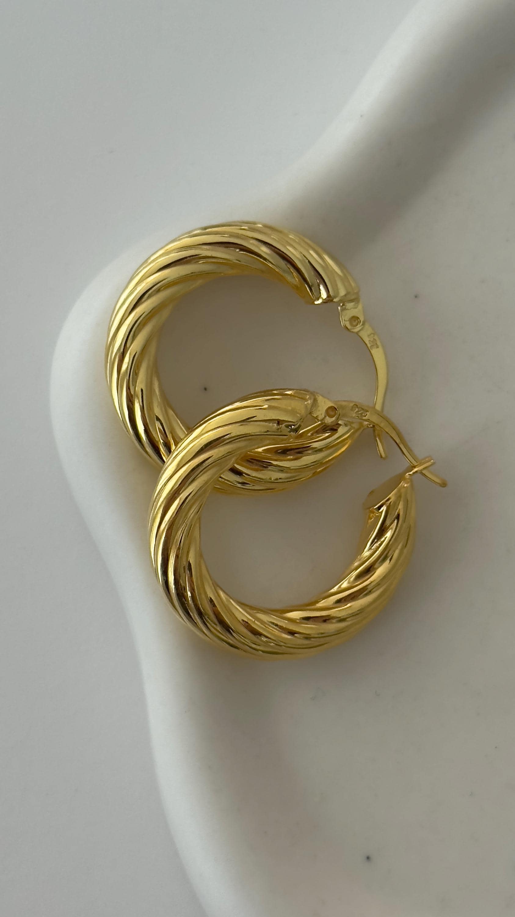 Large Gold Hoop Earrings, Thick Gold Twisted Hoop Earrings, Chunky Gold Earrings, 925 Sterling Silver Jewelry, Gift for Her, Gifts for Women, Handmade Jewelry, Gift for her