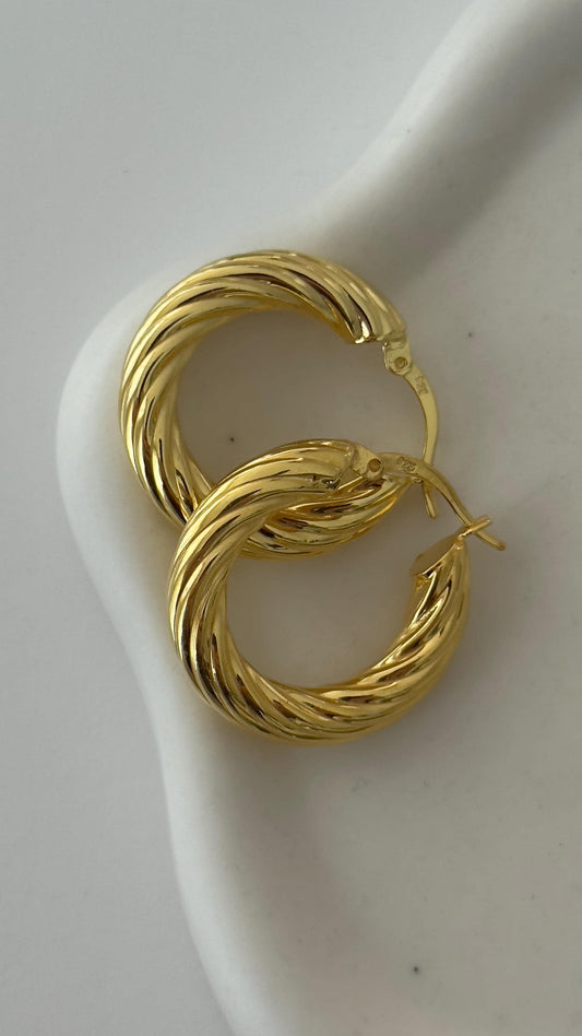 Large Gold Hoop Earrings, Thick Gold Twisted Hoop Earrings, Chunky Gold Earrings, 925 Sterling Silver Jewelry, Gift for Her, Gifts for Women, Handmade Jewelry, Gift for her