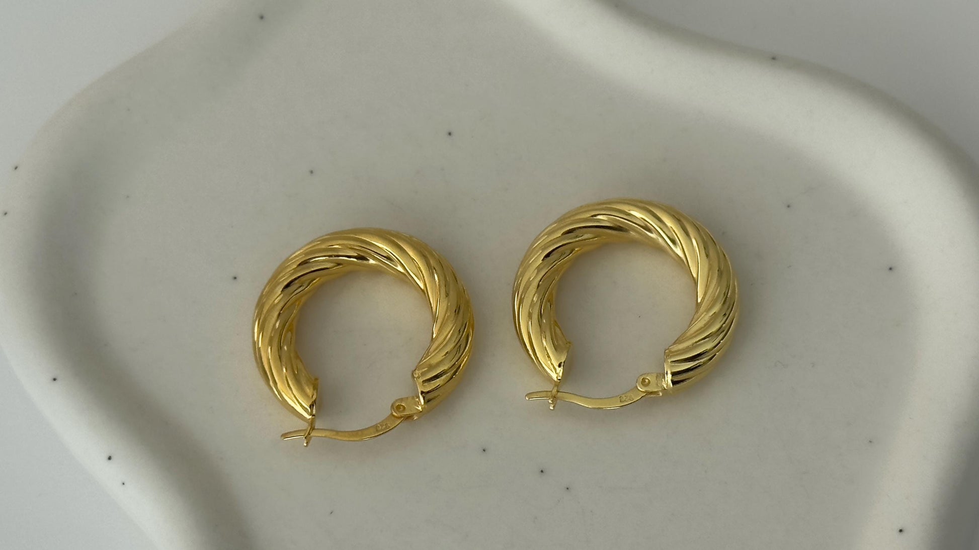Large Gold Hoop Earrings: Chunky Thick Twisted Hoops, 925 Sterling Silver, Statement Jewelry Women