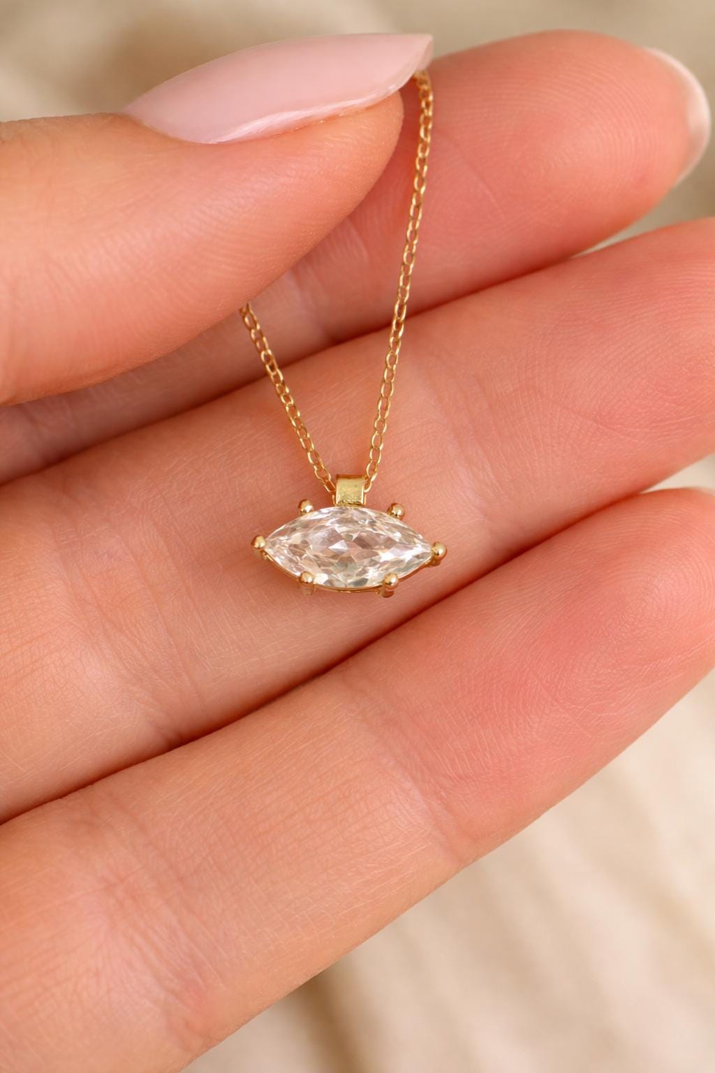 15mm x 3mm marquise diamond pendant close up detail