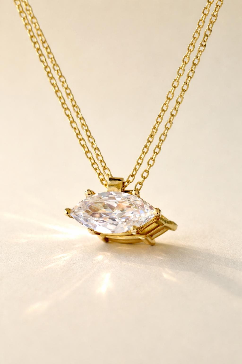 Marquise diamond necklace birthday gift for her in gold