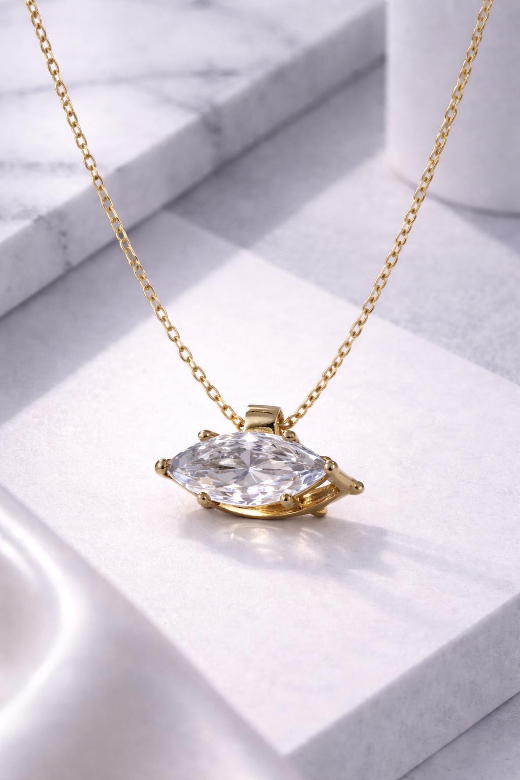 Marquise cut diamond pendant wedding jewelry for bride