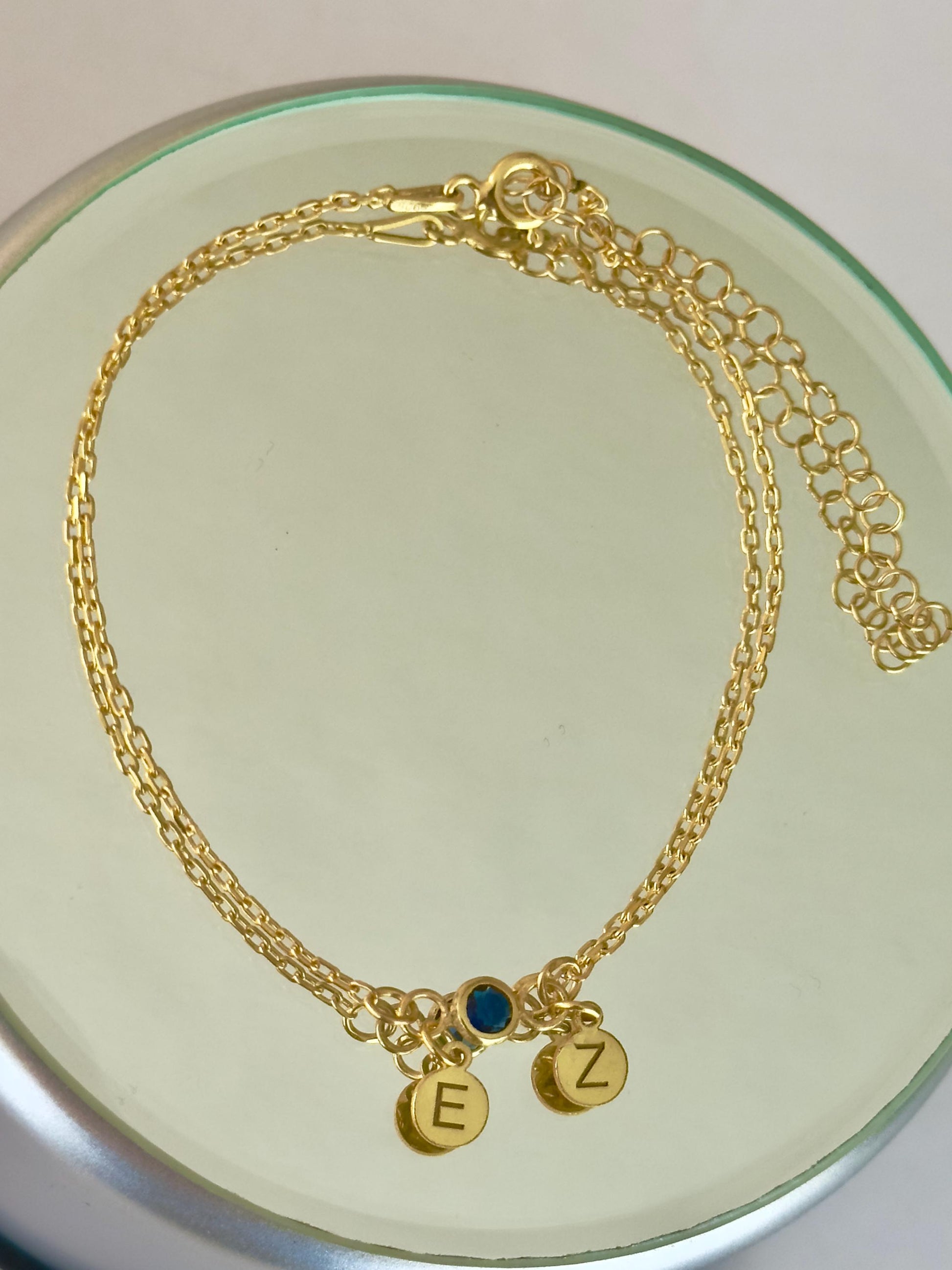 custom bracelet with CZ crystal birthstones