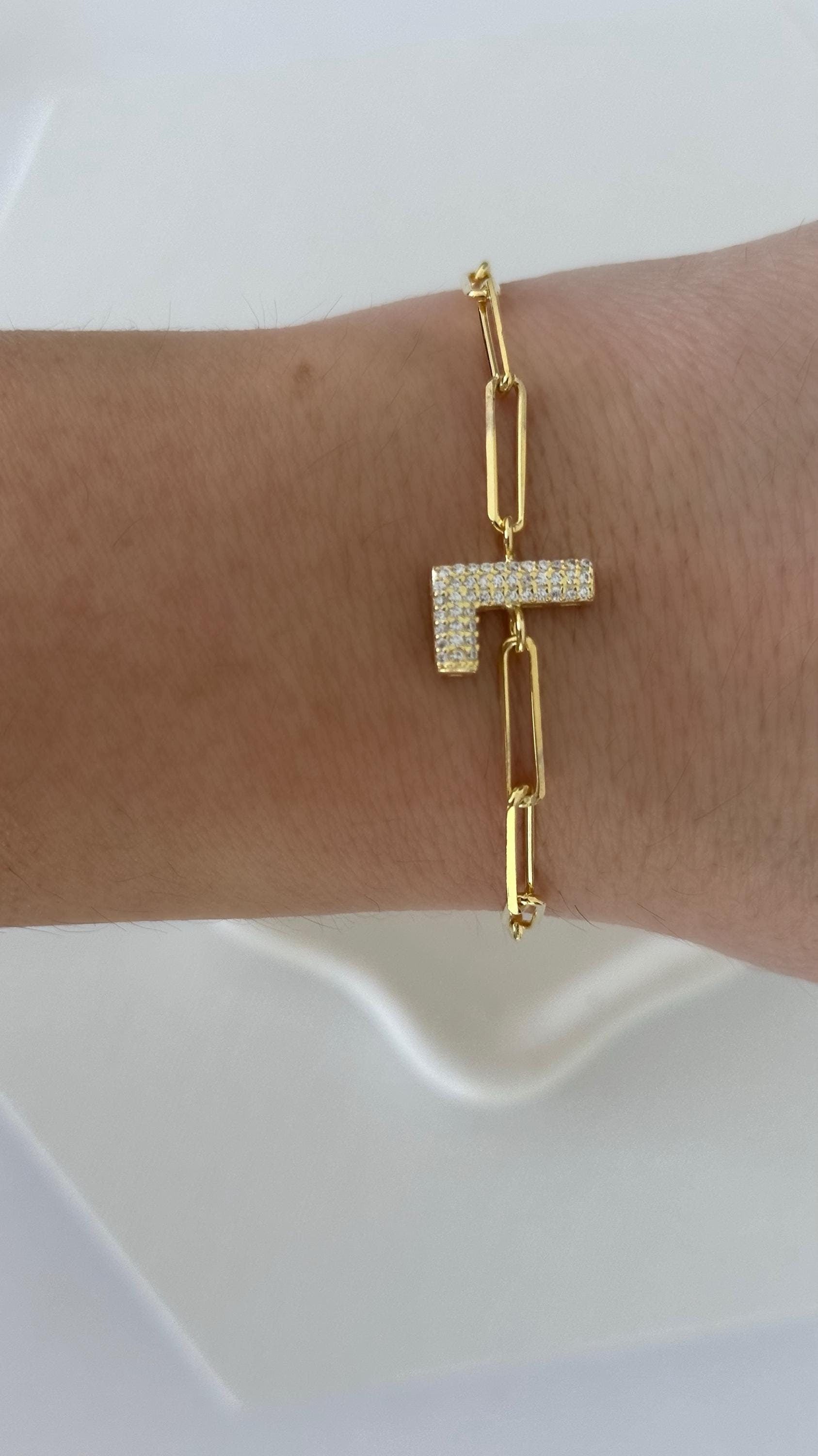 Custom Letter Initial Bracelet Gold Rose Gold Silver, BUbble Balloon 3D Diamond Initials Letters, Personalized Jewelry Woamn Girls, Gift for her