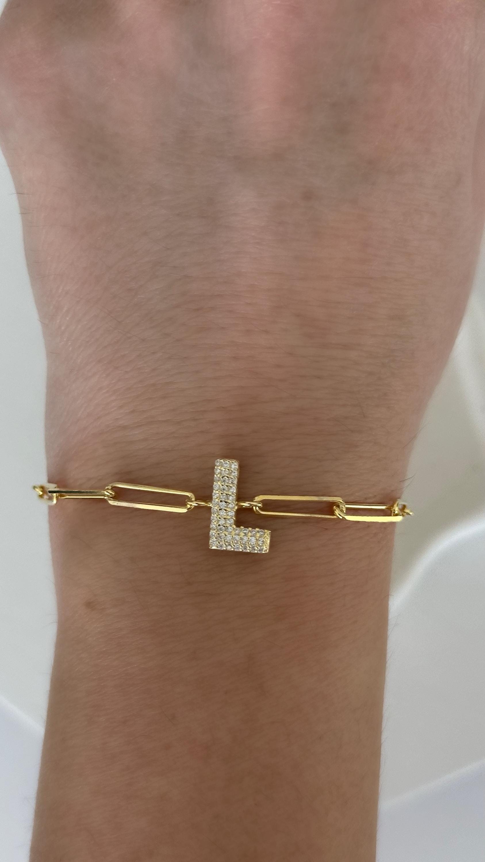 Personalized Bubble Initial Bracelet: 14K Gold Vermeil, CZ Diamond, Sterling Silver