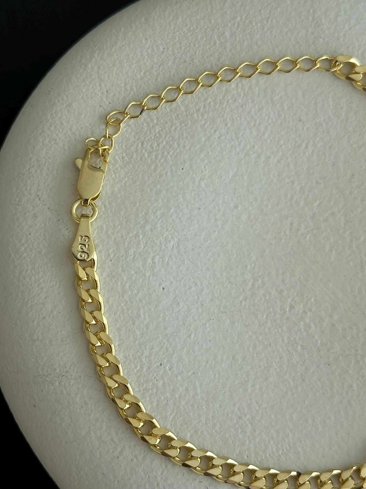 Personalized Initial Bracelet ‚Äì 925 Sterling Silver Gold Thick Curb Chain Couples Custom Jewelry Gift