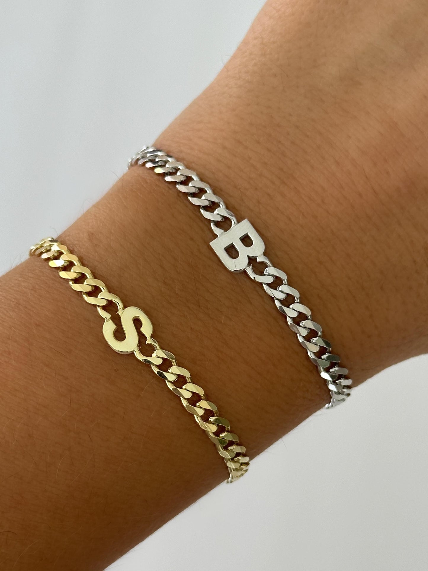 Personalized Initial Bracelet ‚Äì 925 Sterling Silver Gold Thick Curb Chain Couples Custom Jewelry Gift