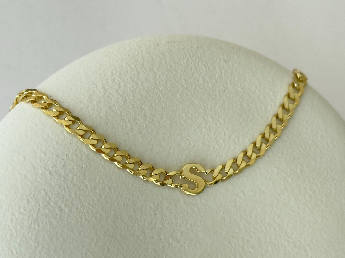 Personalized Initial Bracelet ‚Äì 925 Sterling Silver Gold Thick Curb Chain Couples Custom Jewelry Gift