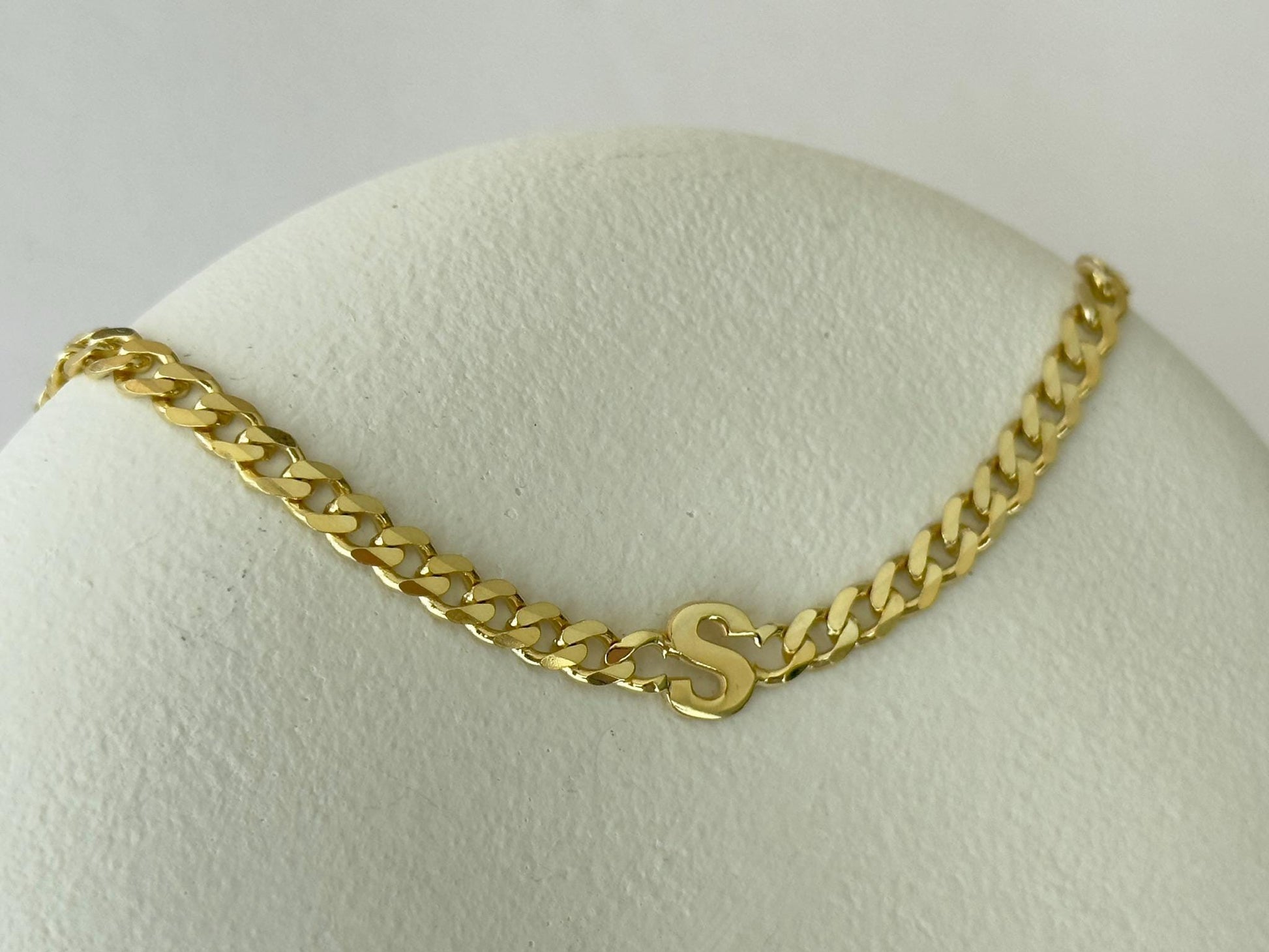 Personalized Initial Bracelet ‚Äì 925 Sterling Silver Gold Thick Curb Chain Couples Custom Jewelry Gift