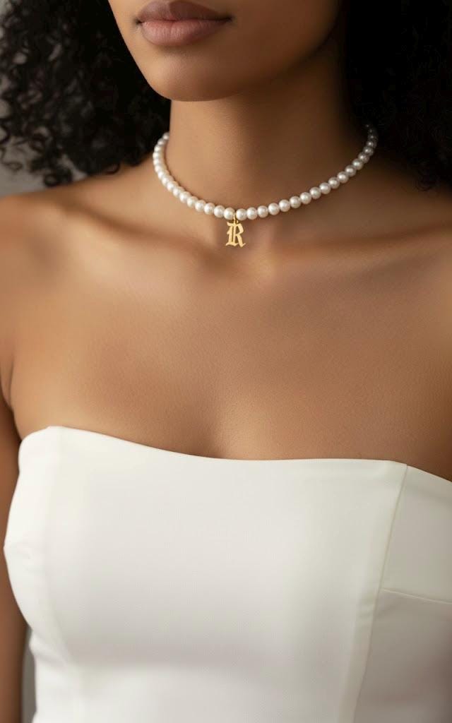 Personalized Initial Pearl Necklace: 925 Sterling Silver, Custom Jewelry Gift Women Men
