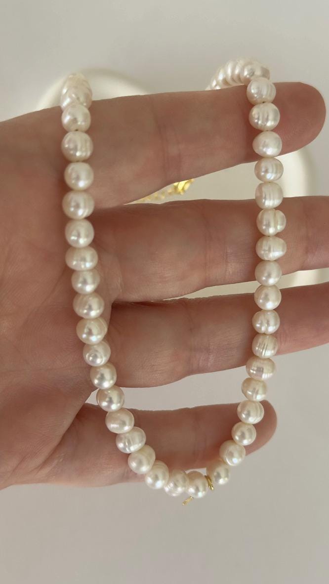Freshwater pearl strand necklace sterling silver