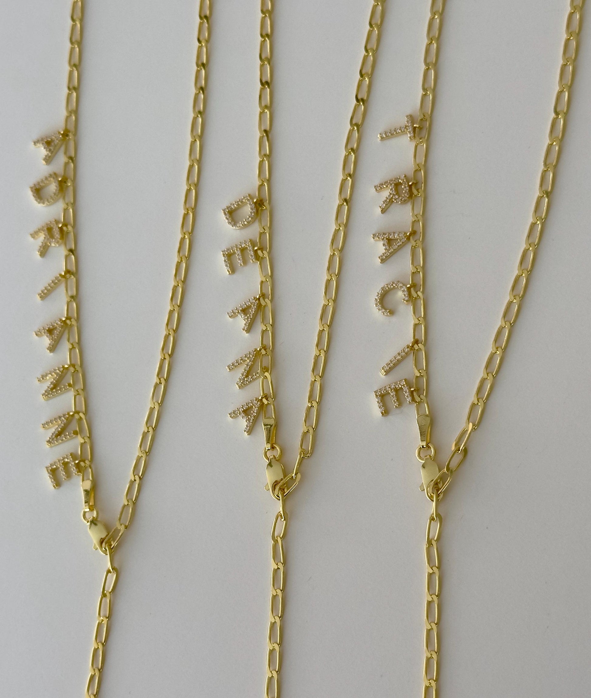 Personalized Lariat Name Necklace - CZ Diamond Initial Pendant Paperclip Link Chain Unique Jewelry