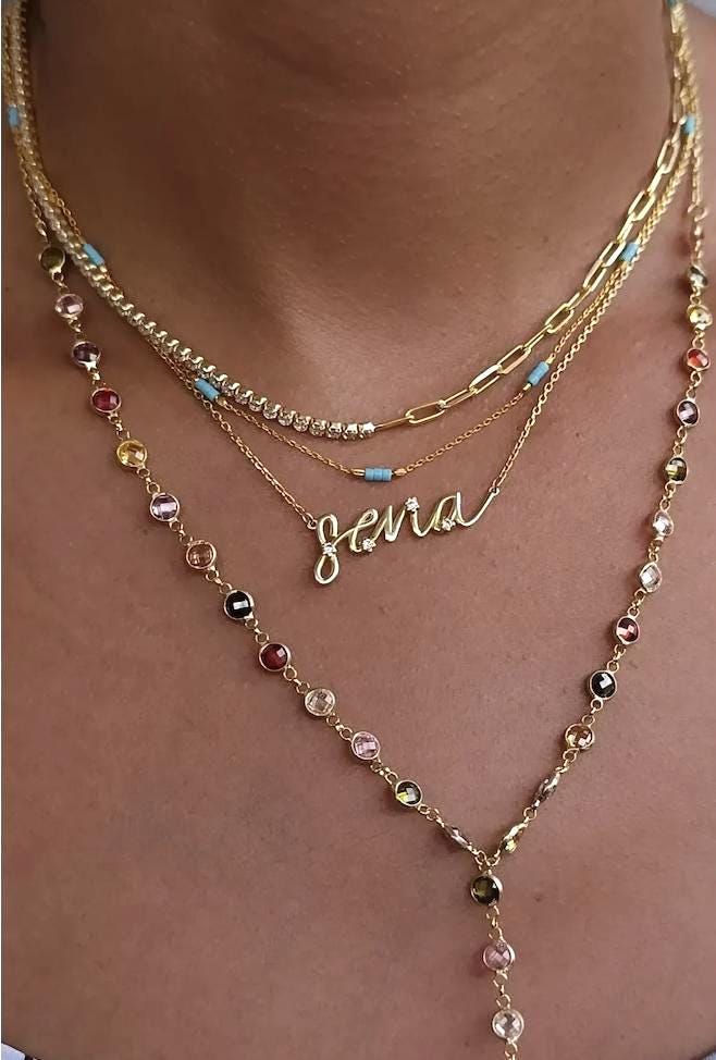 Adjustable cable chain custom name necklace ‚Äì handmade sterling silver jewelry