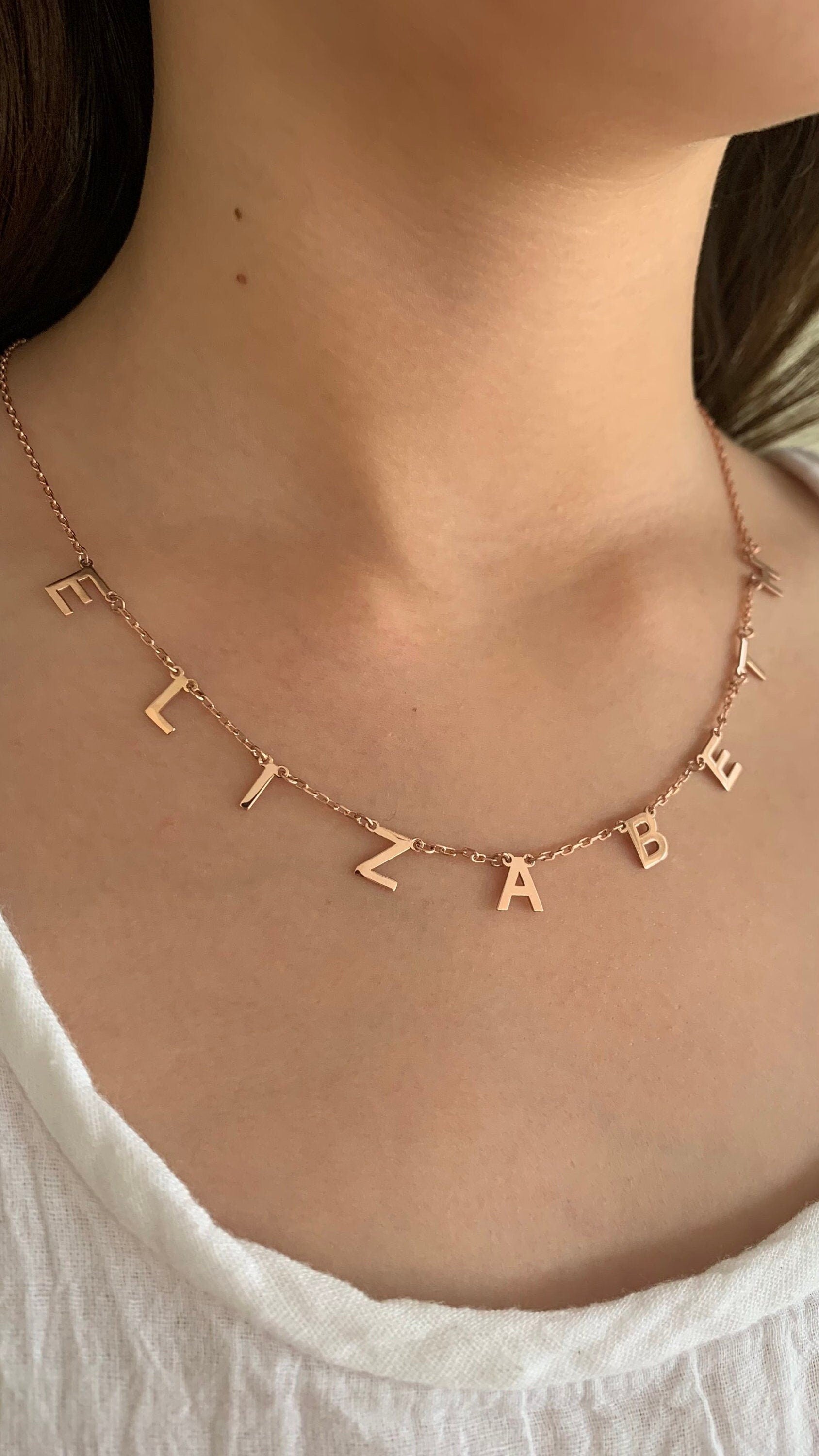 Personalized Name Necklace, Custom Initial letter, Sterling Silver Jewelry Gifts for Women